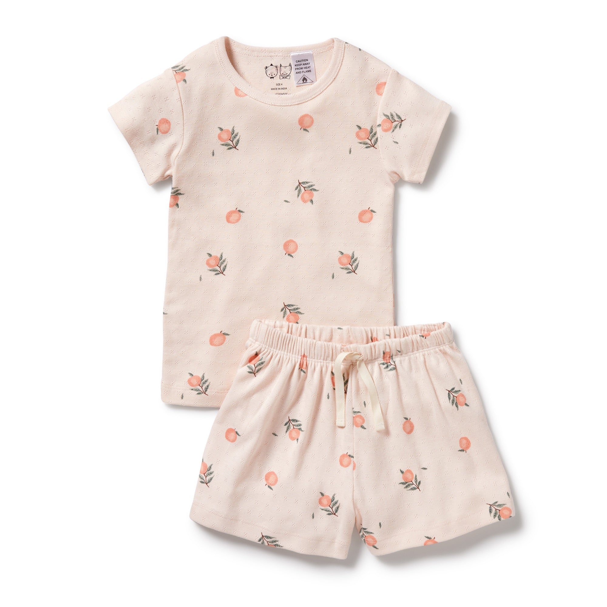 Wilson and Frenchy Organic Pointelle Short Sleeve Pyjama (peaches)