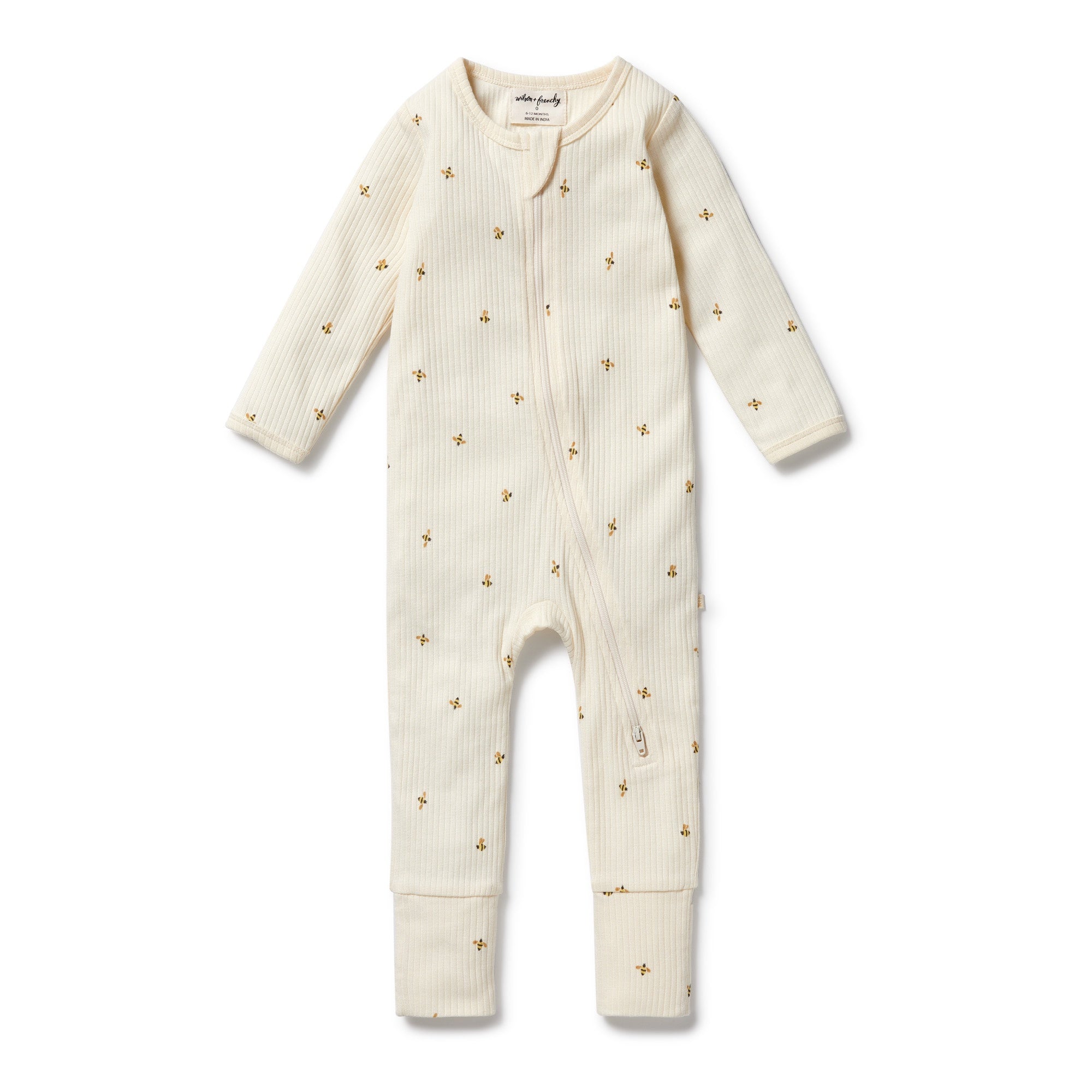 Wilson and Frenchy Organic Zipsuit w/feet (bee mine)