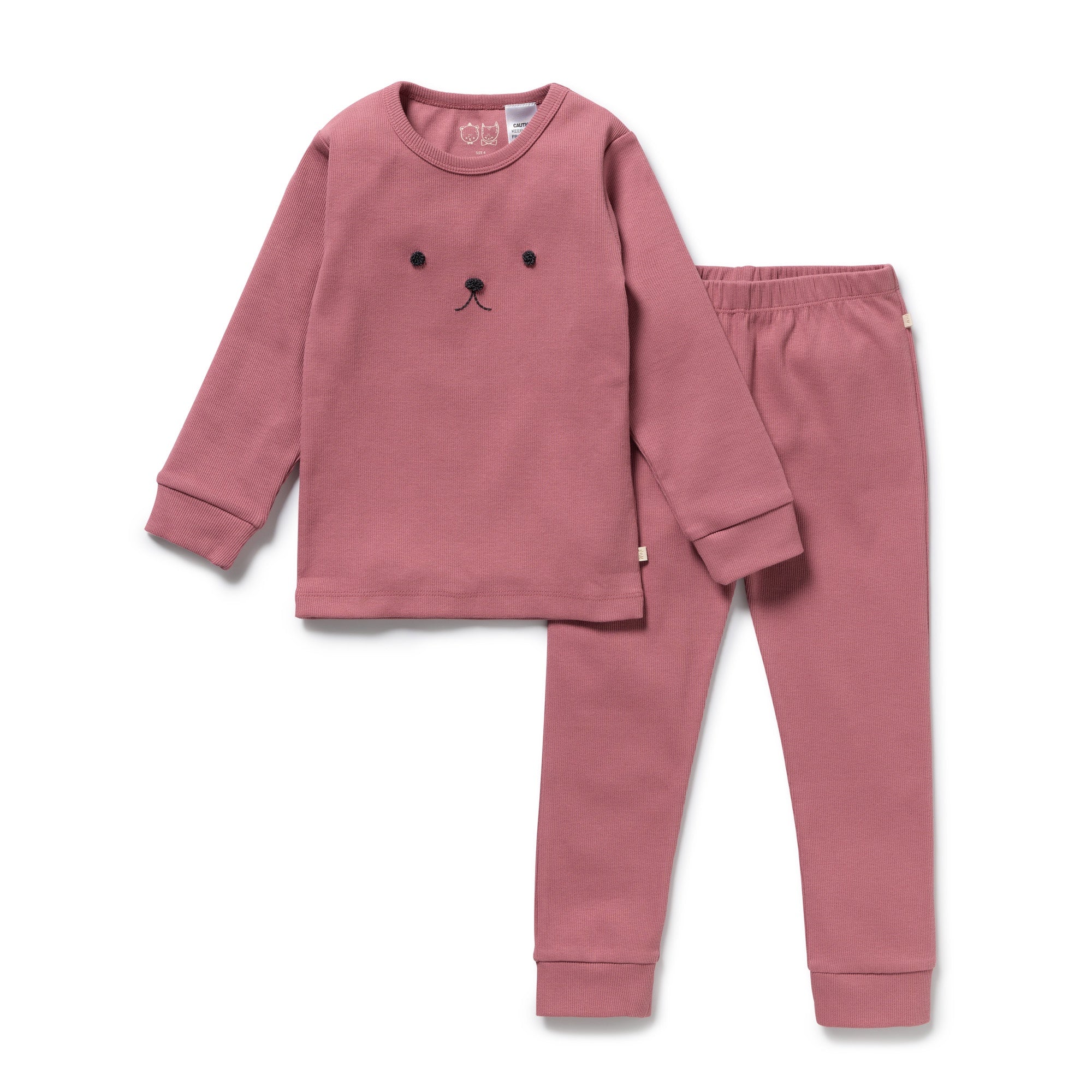 Wilson and Frenchy Organic Rib L/S Pyjamas (plum)