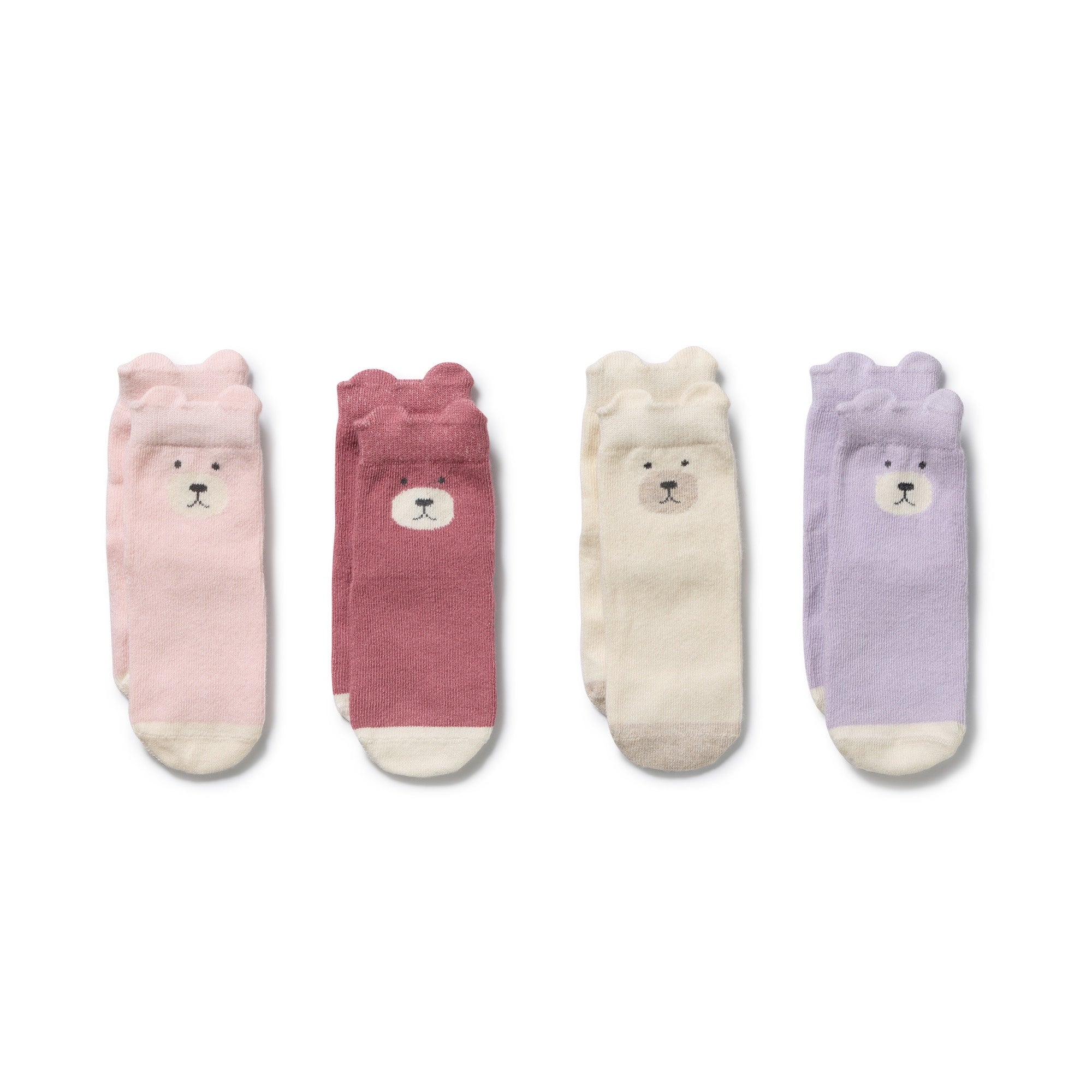 Wilson and Frenchy Organic Girls 4 pk Baby Socks (plum/strawberry cream/lilac/buttermilk)