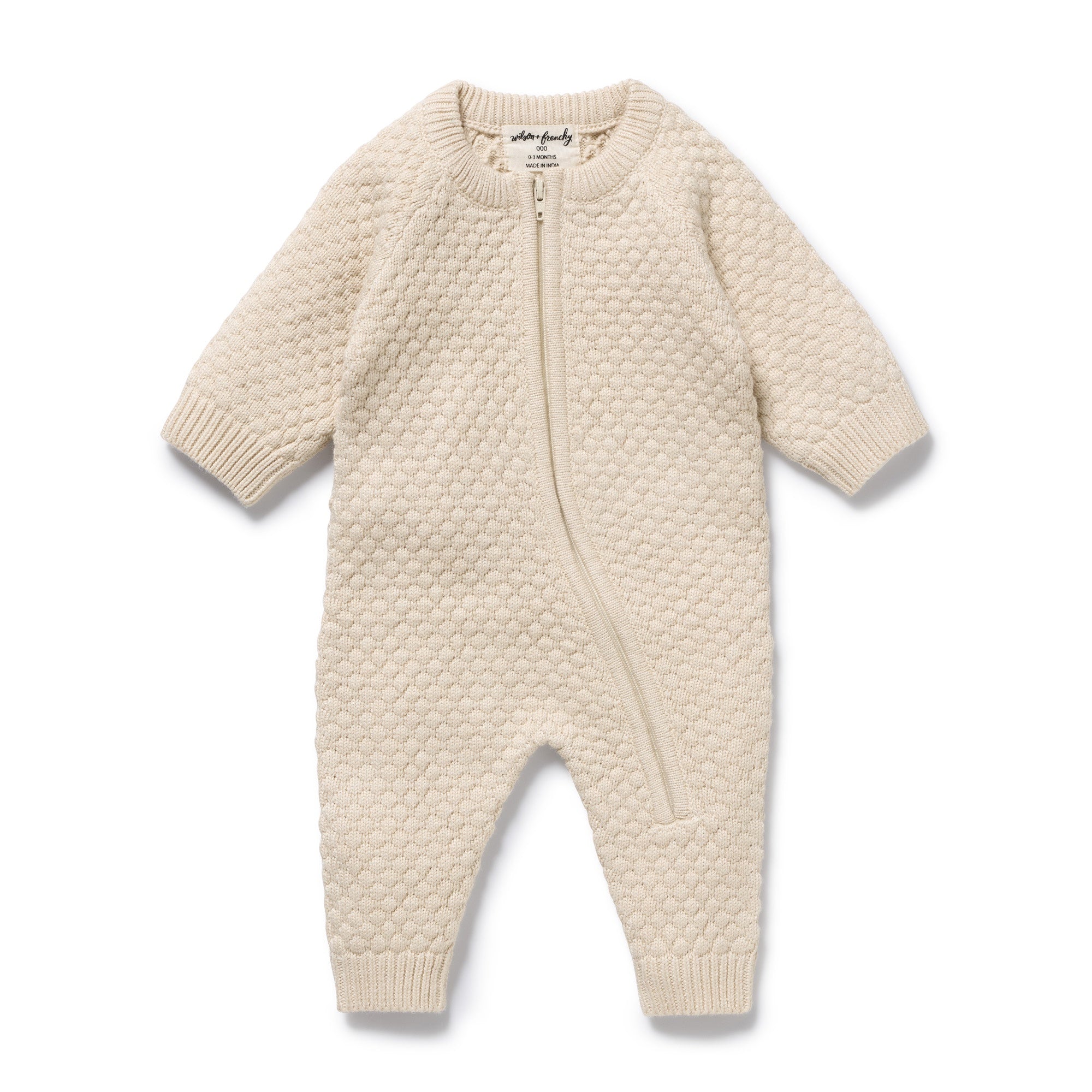 Wilson and Frenchy Organic Knitted Bauble Growsuit (cream)