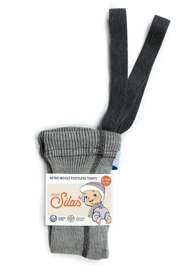 Silly Silas Wooly Footless Wool Tights (granite grey)