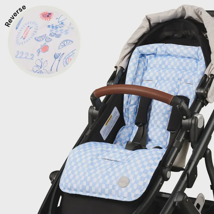 Oioi Reversible Pram Liner (mediterranean/blue check)