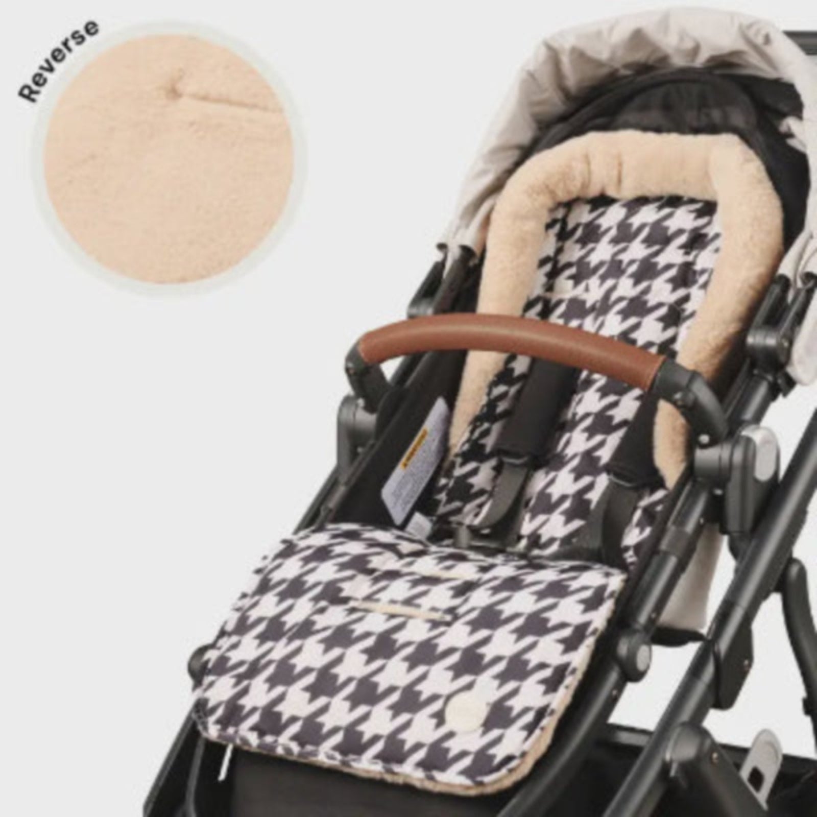 Oioi Luxe Reversible Pram Liner (houndstooth/fleece)