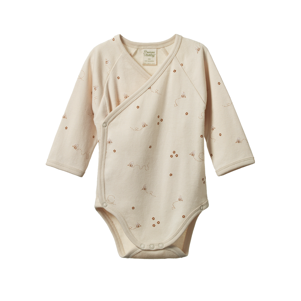 Nature Baby Long Sleeve Kimono Bodysuit (bumble bee)