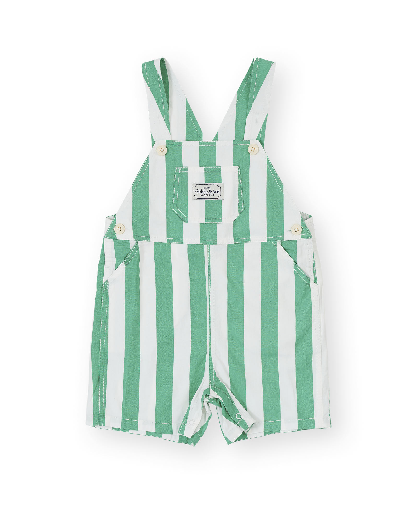 Goldie and Ace Button Burton Overall (happy stripe)