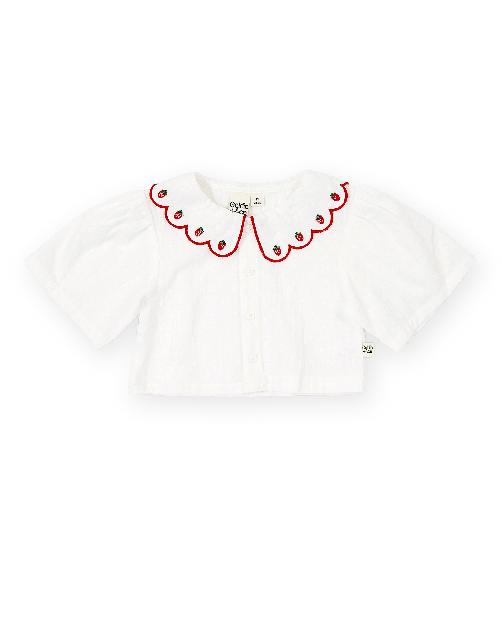 Goldie and Ace Scallop Collar Cropped Blouse (strawberry)