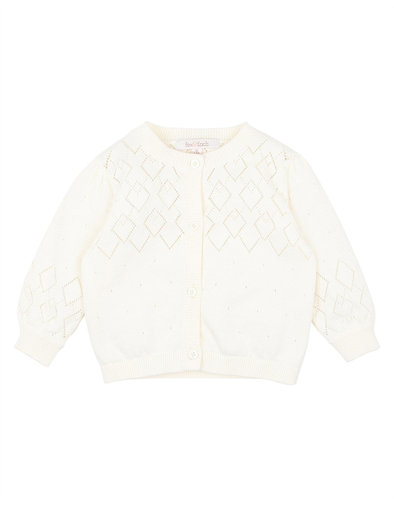 Fox and Finch Knitted Pointelle Cardigan (cloud)