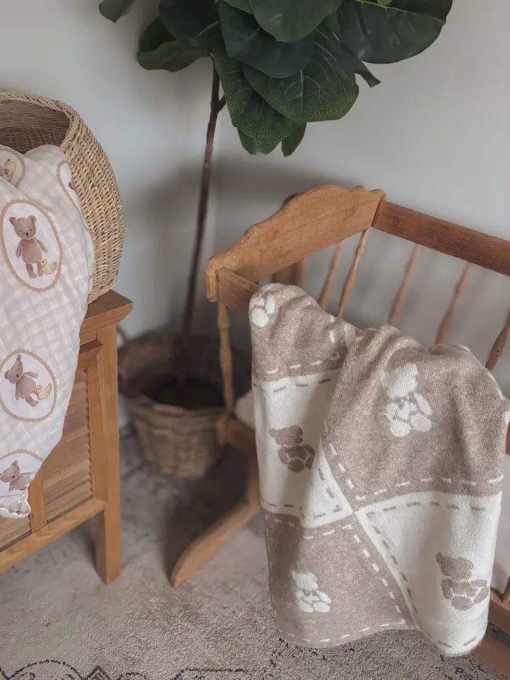 Pop Ya Tot Little Ted Knitted Blanket