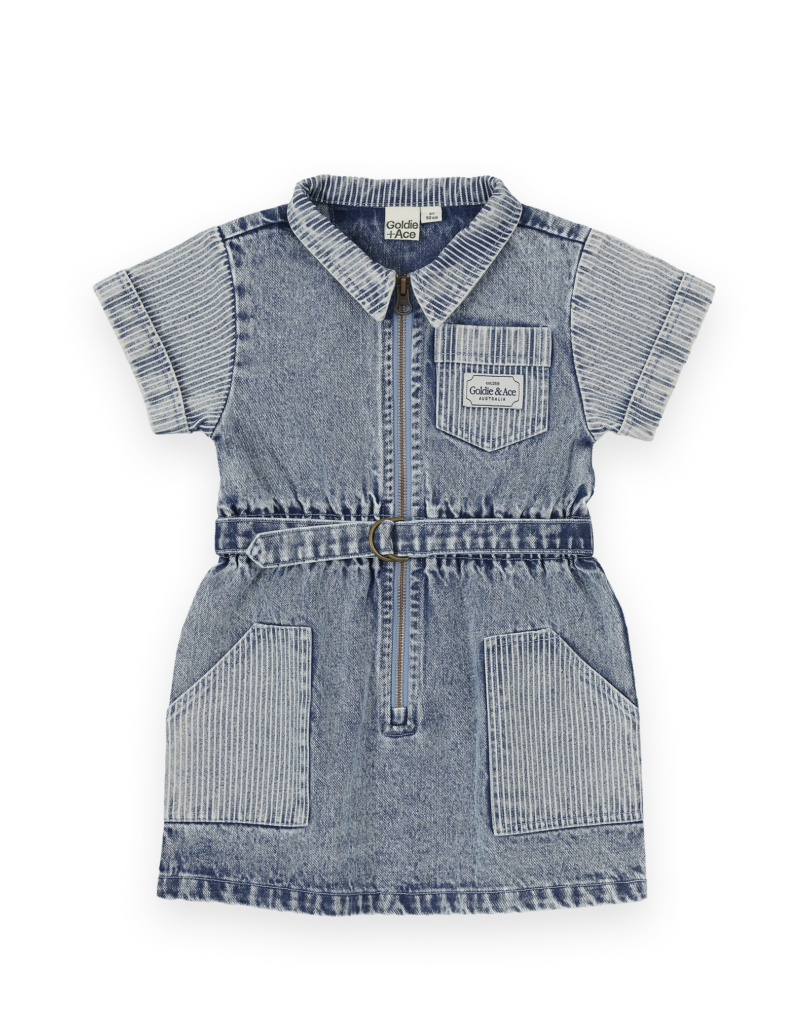 Goldie and Ace Denim Belted Dress (piper pinstripe)