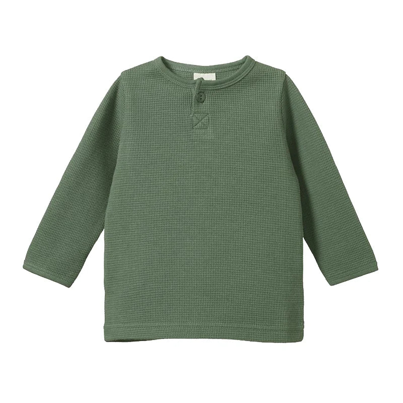 Nature Baby Henley Waffle Tee (sparrow)