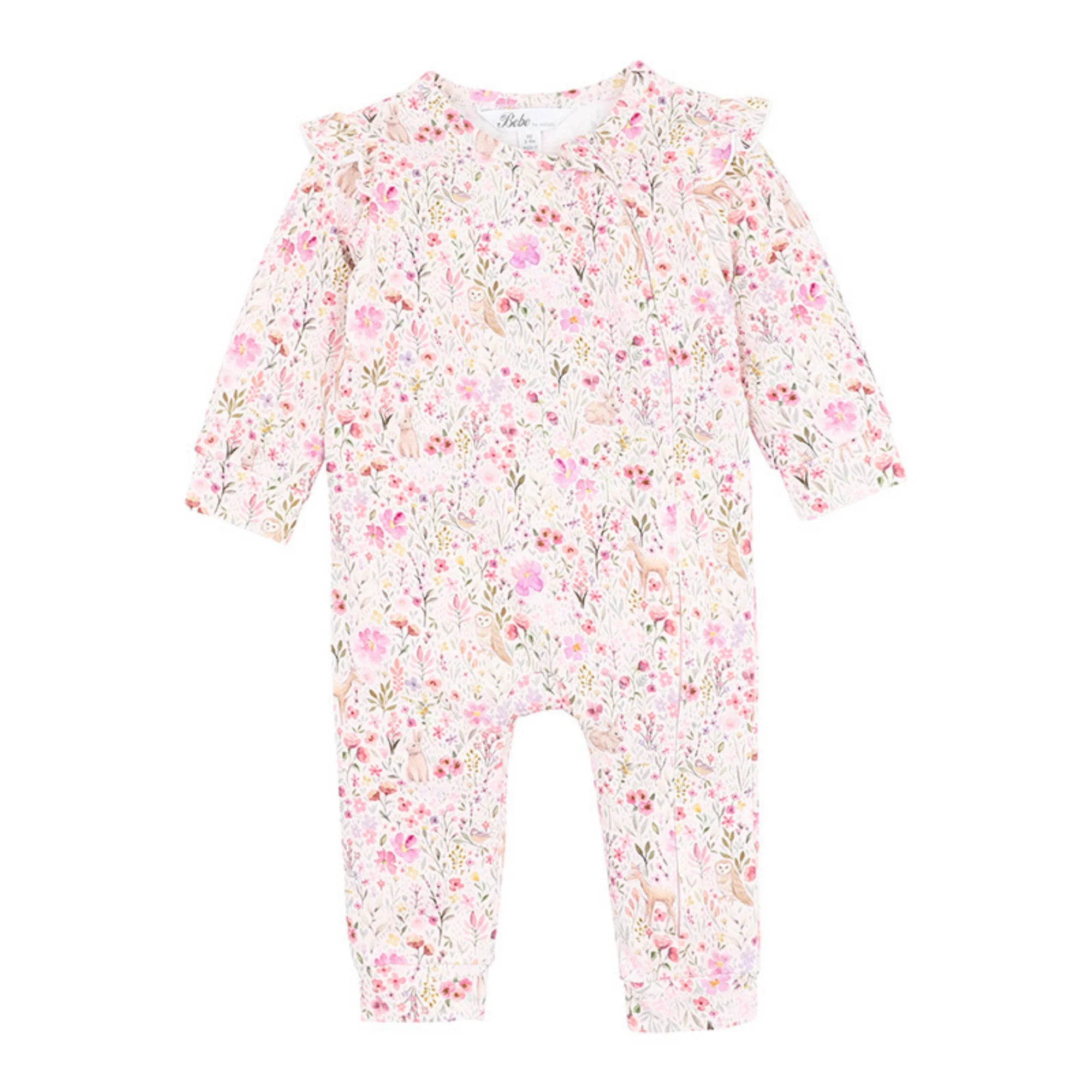 Bebe Flossy L/S Zip Romper  (flossy print)