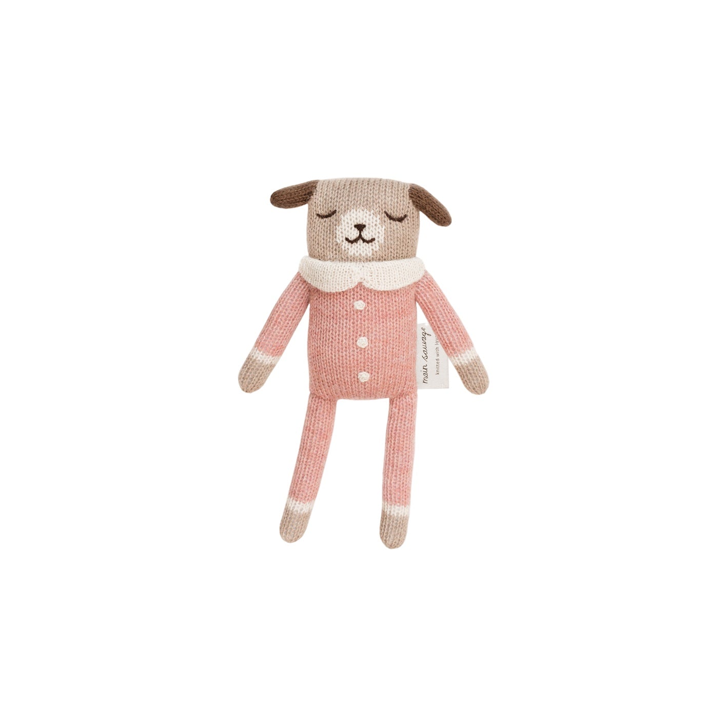 Main Sauvage Puppy Soft Toy (rose jumpsuit)