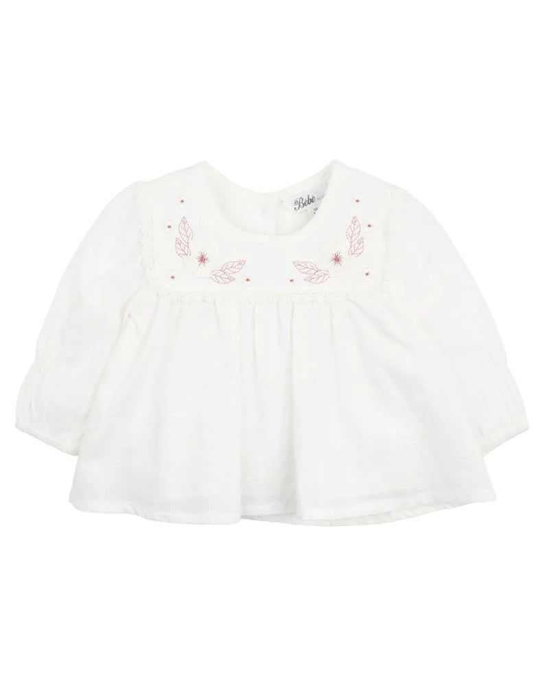 Bebe Aubrey Embroidered Top (cloud)