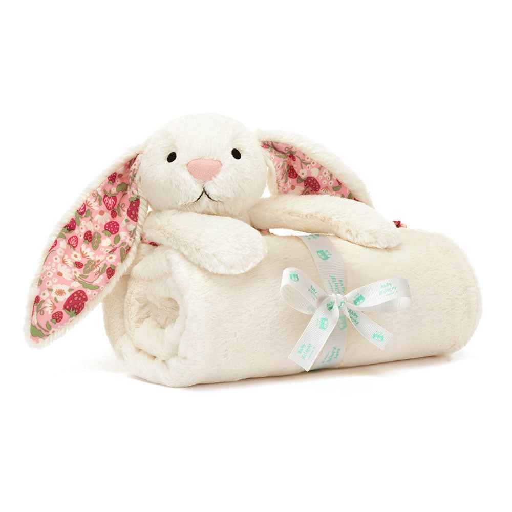 JellyCat Blossom Cream Bunny 'Berry' Blankie