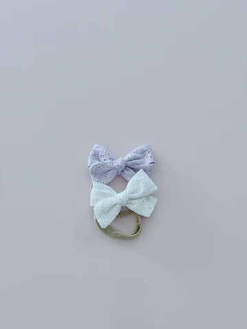Mae and Rae Baby Bow Broderie Lace (white)