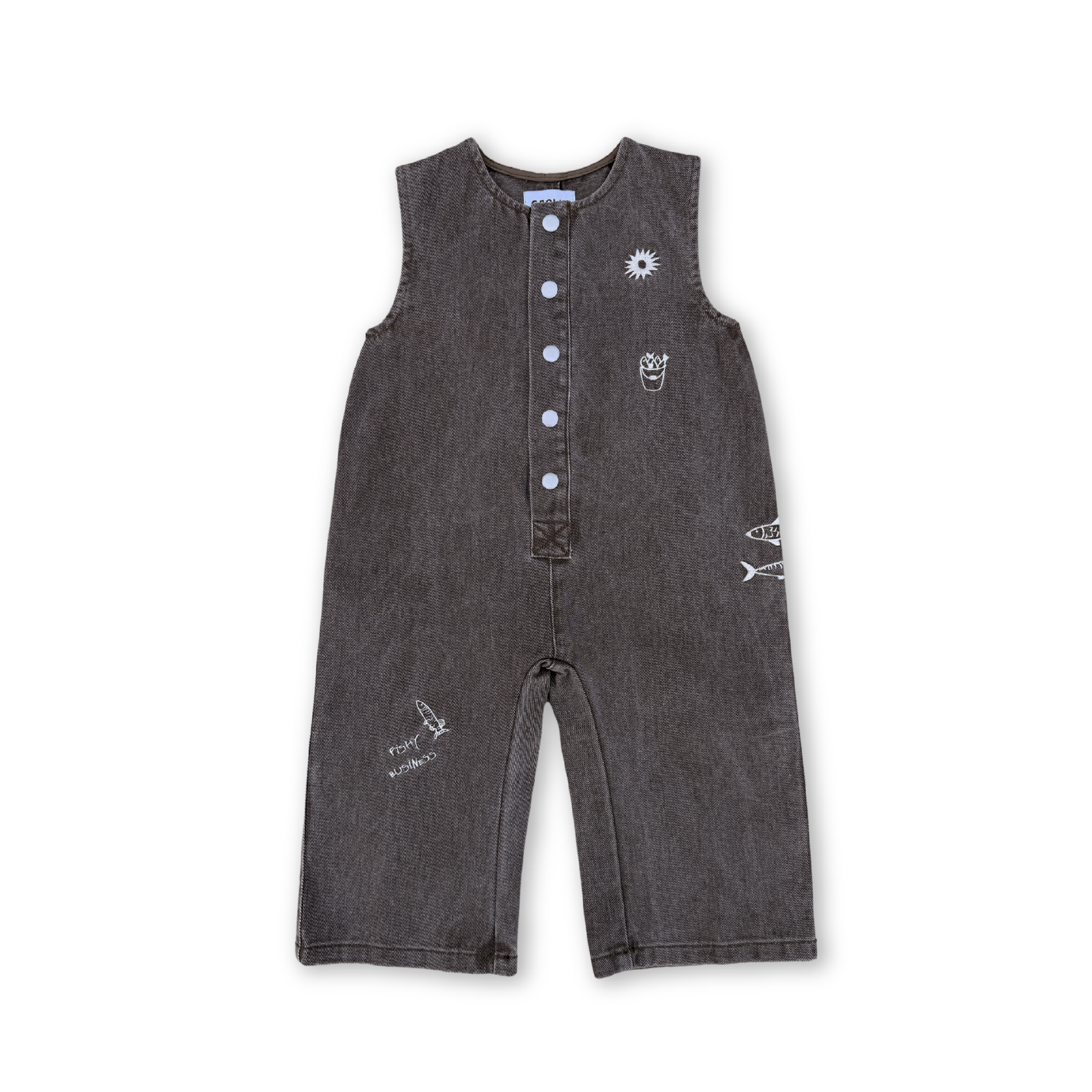 Grown Fishy Business Denim Jumpsuit - Ash