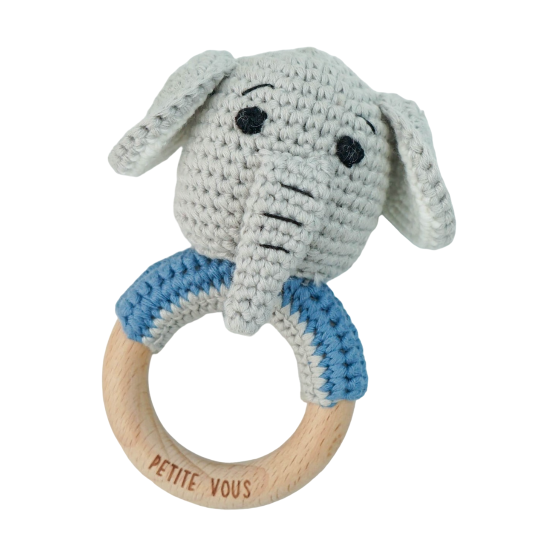 Petite Vous Crochet Ring Rattle (ellis elephant)