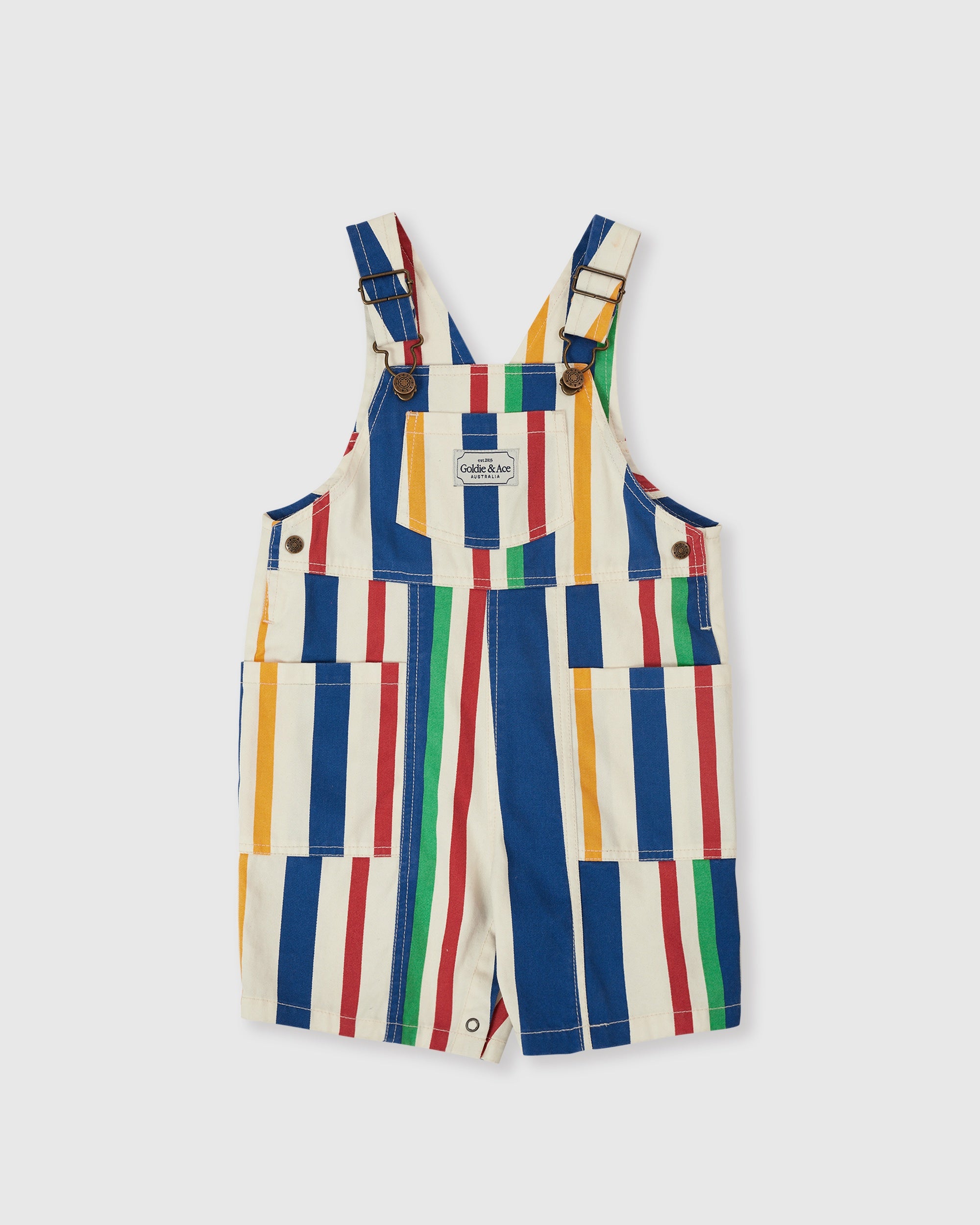 Goldie and Ace 90's Bold Stripe James Denim Pocket Overalls