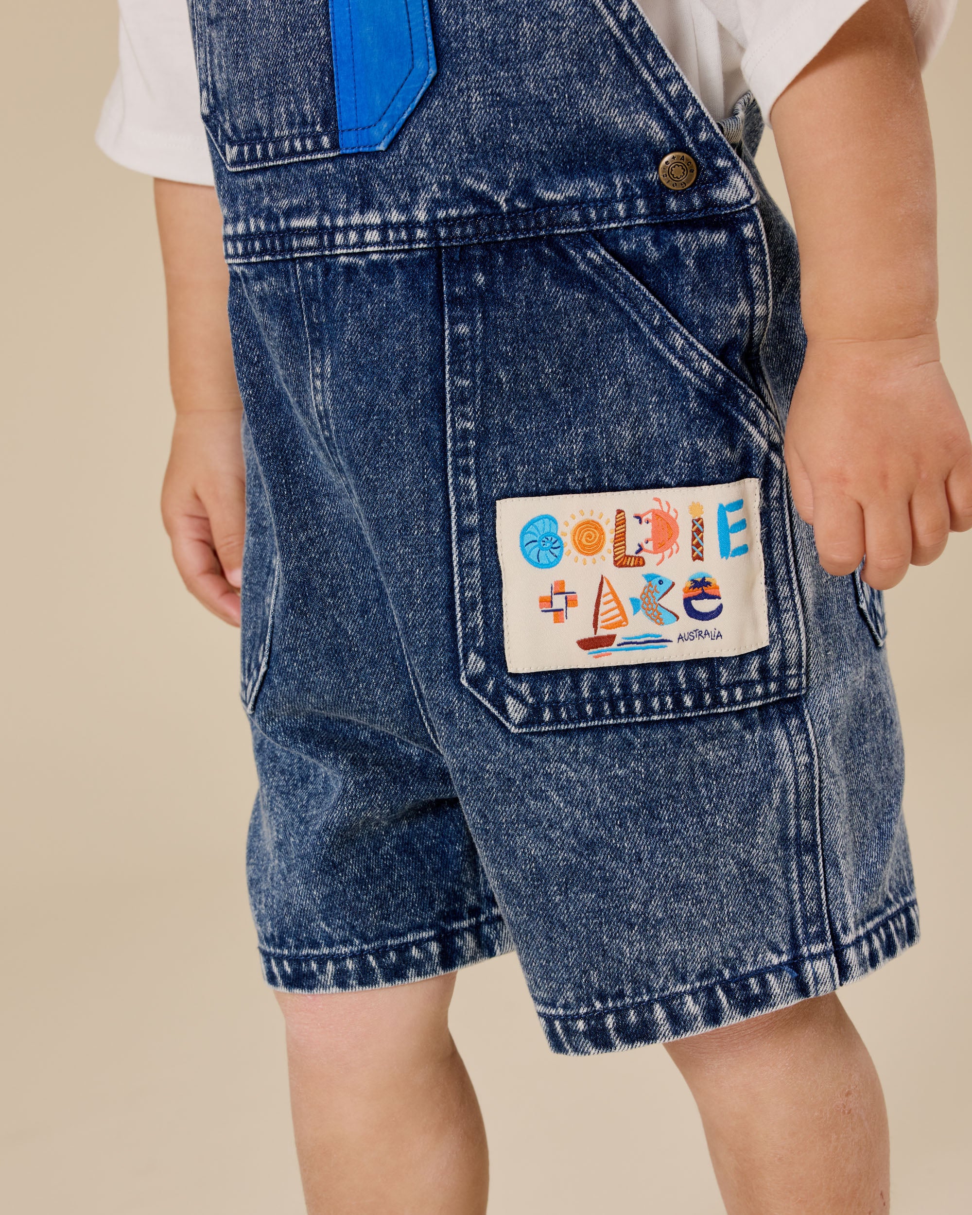 Goldie and Ace Primary Pop Burton Denim Overalls