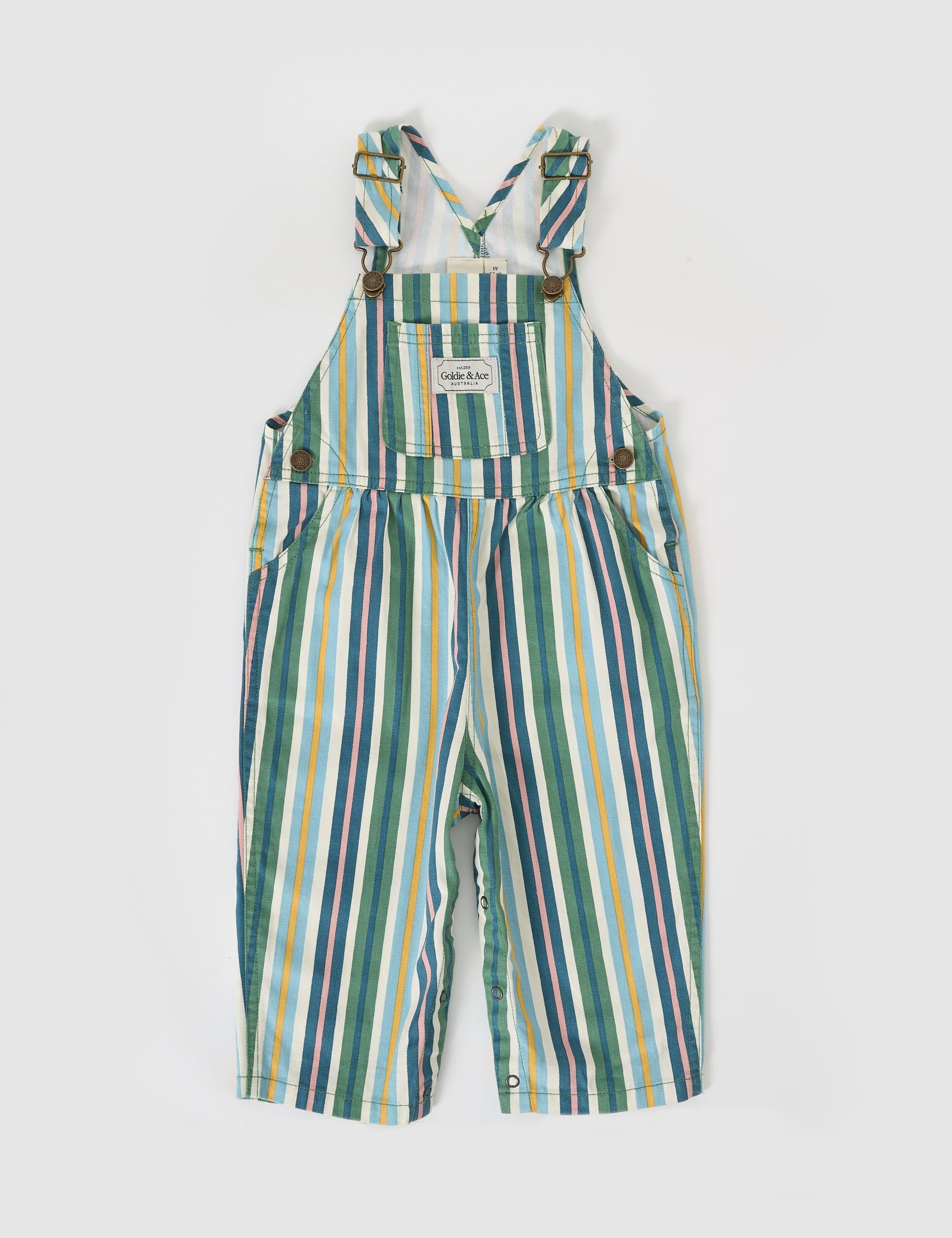 Goldie and Ace Austin Stripe Denim Overalls (evergreen)