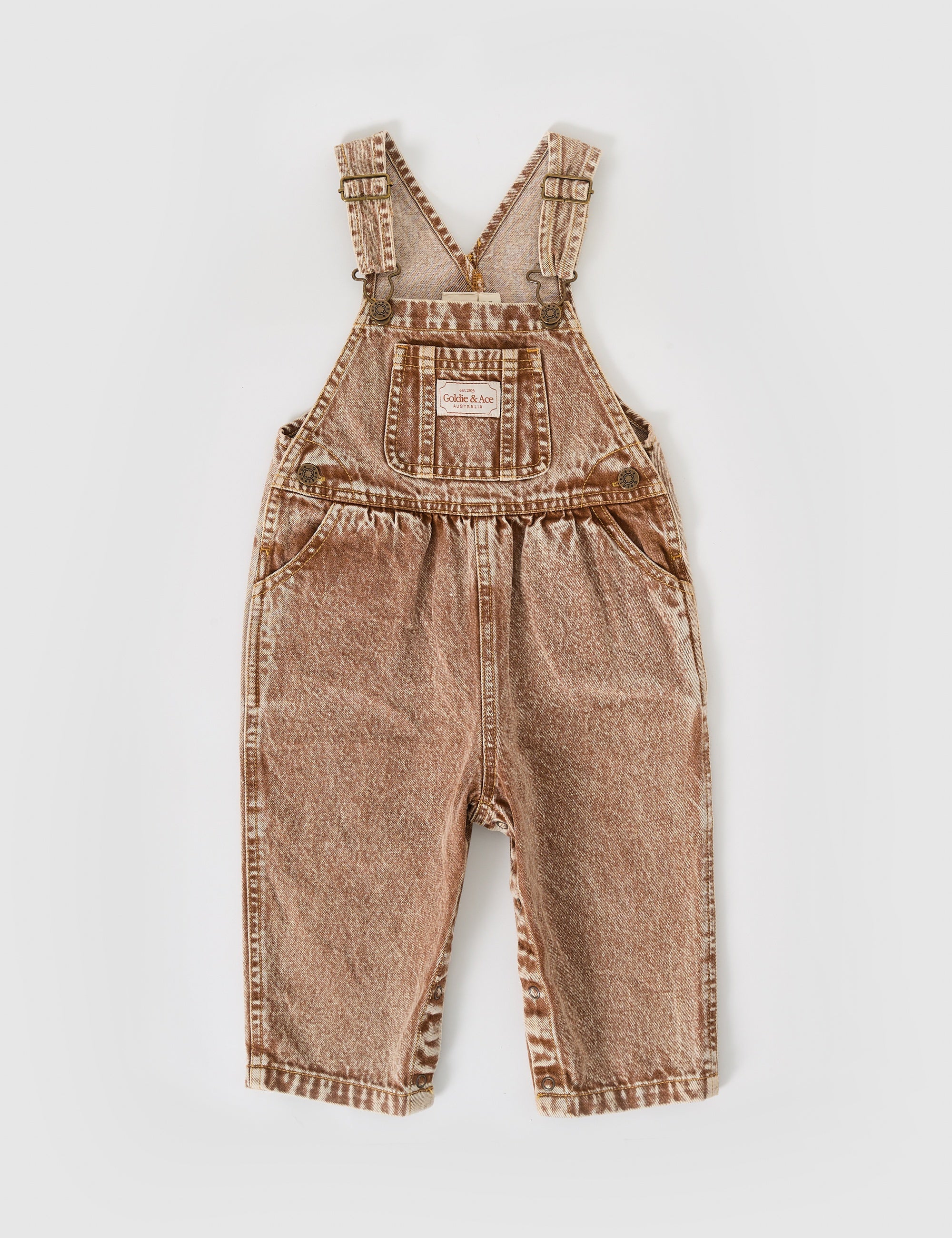 Goldie and Ace Austin Vintage Washed Denim Overalls (brown)