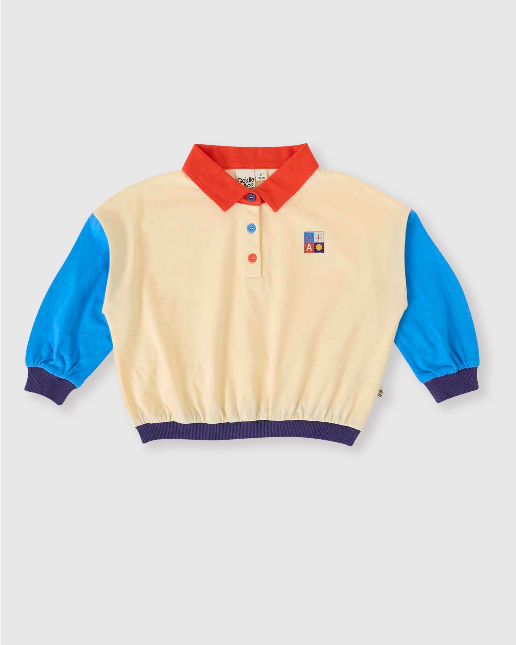 Goldie and Ace Relaxed Rugby Sweat Top (vanilla/lake)