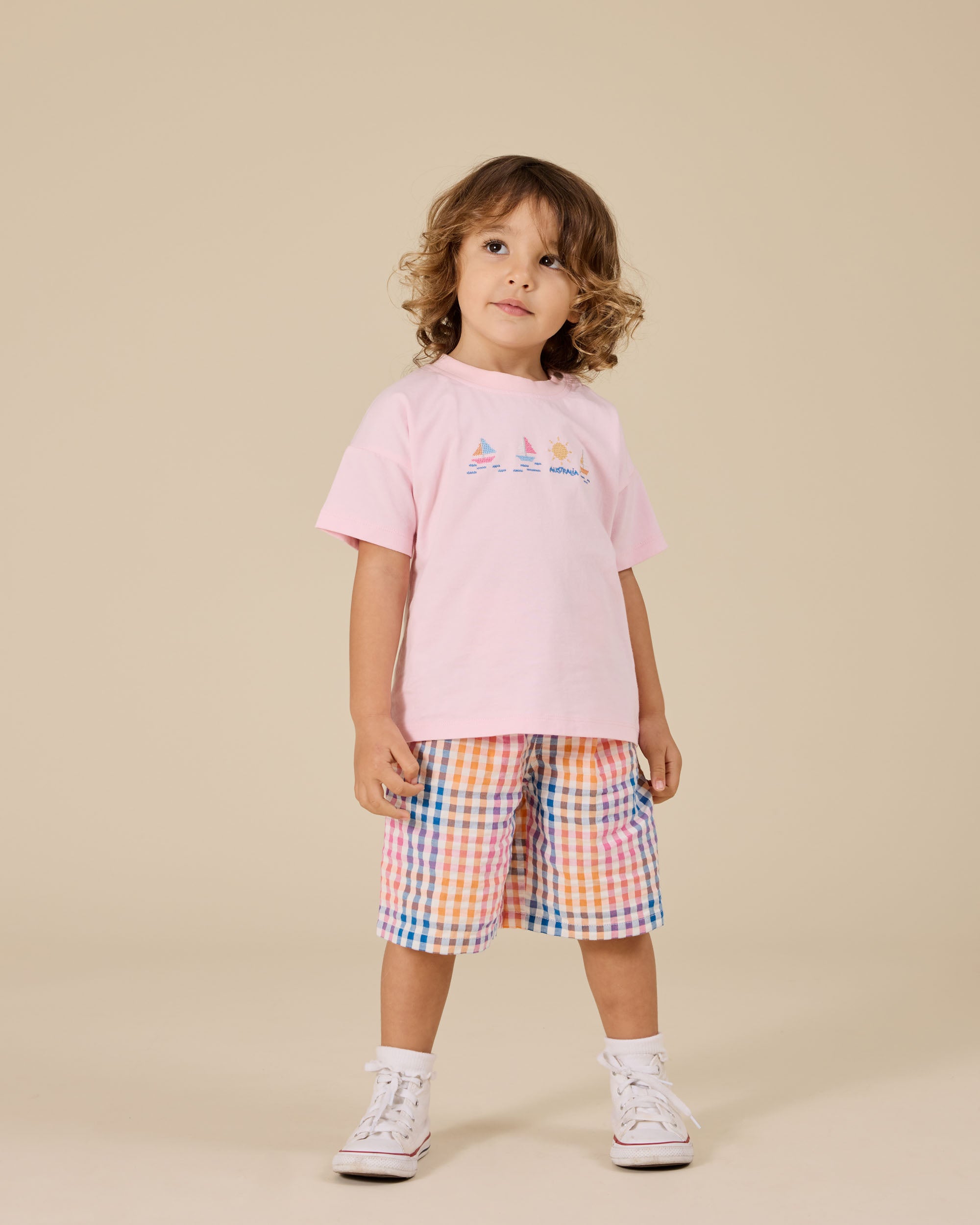 Goldie and Ace Rainbow Gingham Kirby Relaxed Short