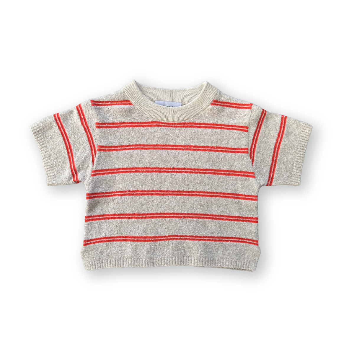 Grown Knitted Terry Striped Tee (dune/rosso)
