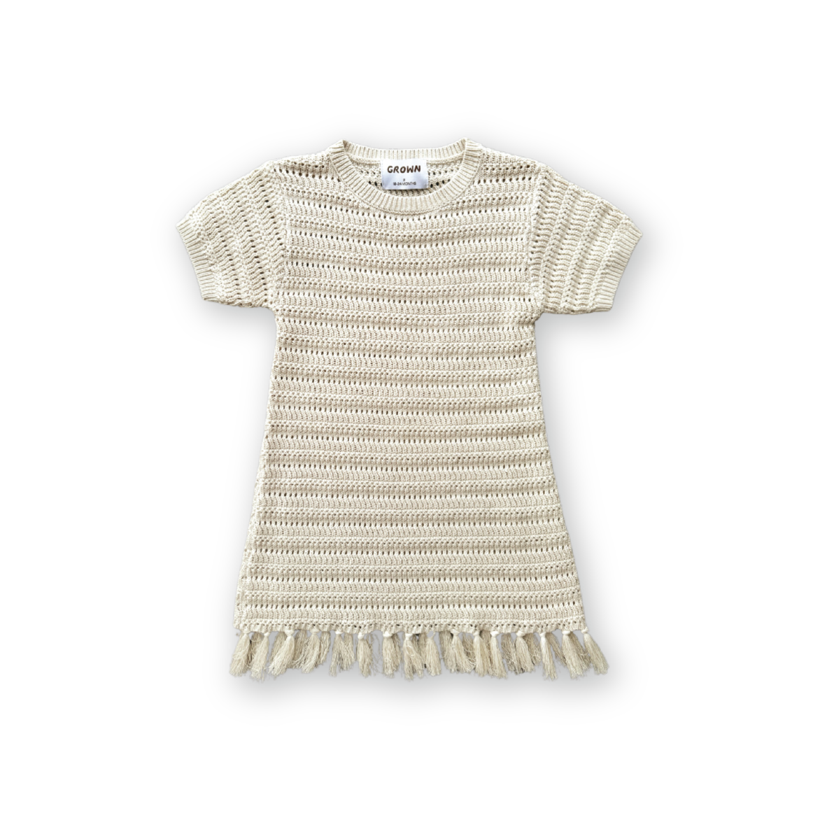 Grown Knitted Tassel Dress (dune)