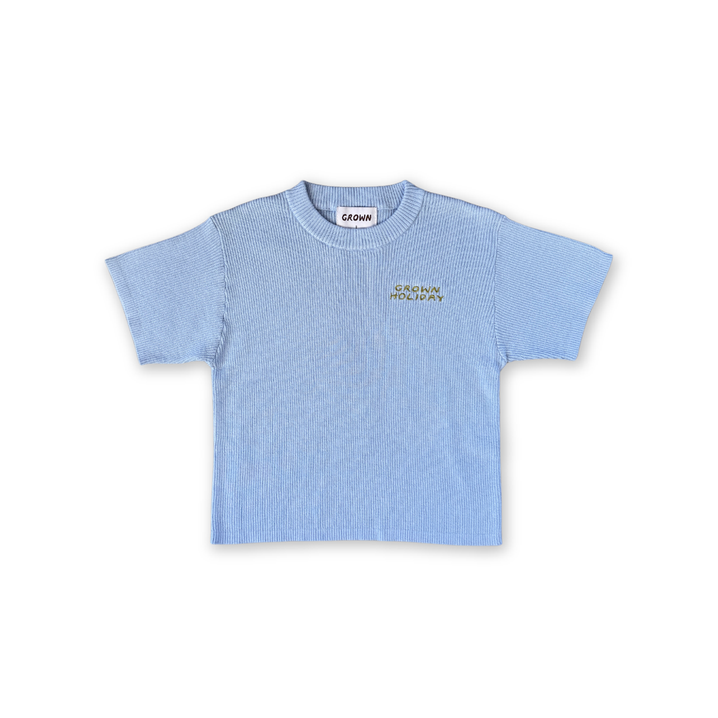 Grown Ribbed Knit Logo Tee (ocean)