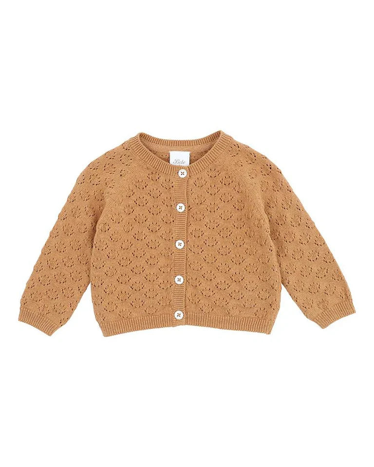 Bebe Bailey Eyelet Knit Cardigan (caramel)