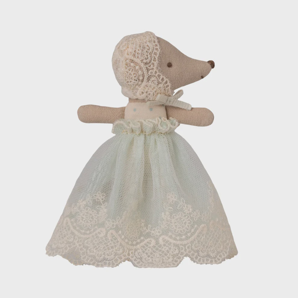 Maileg Baby Mouse in Gown (mint)