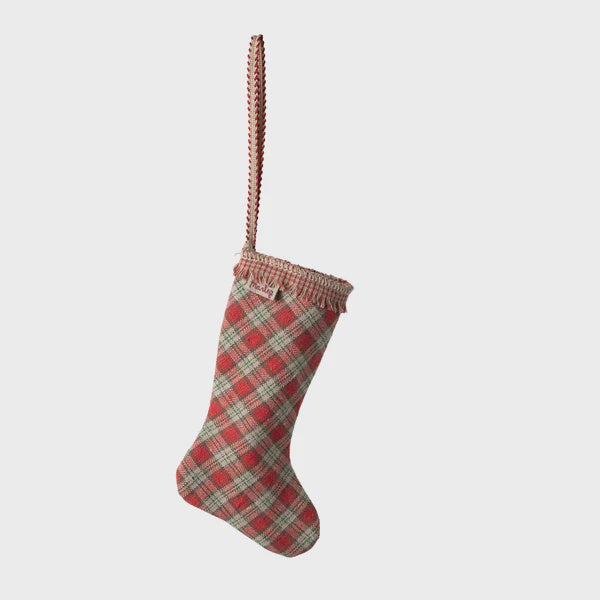 Maileg Stocking Ornament Checker red