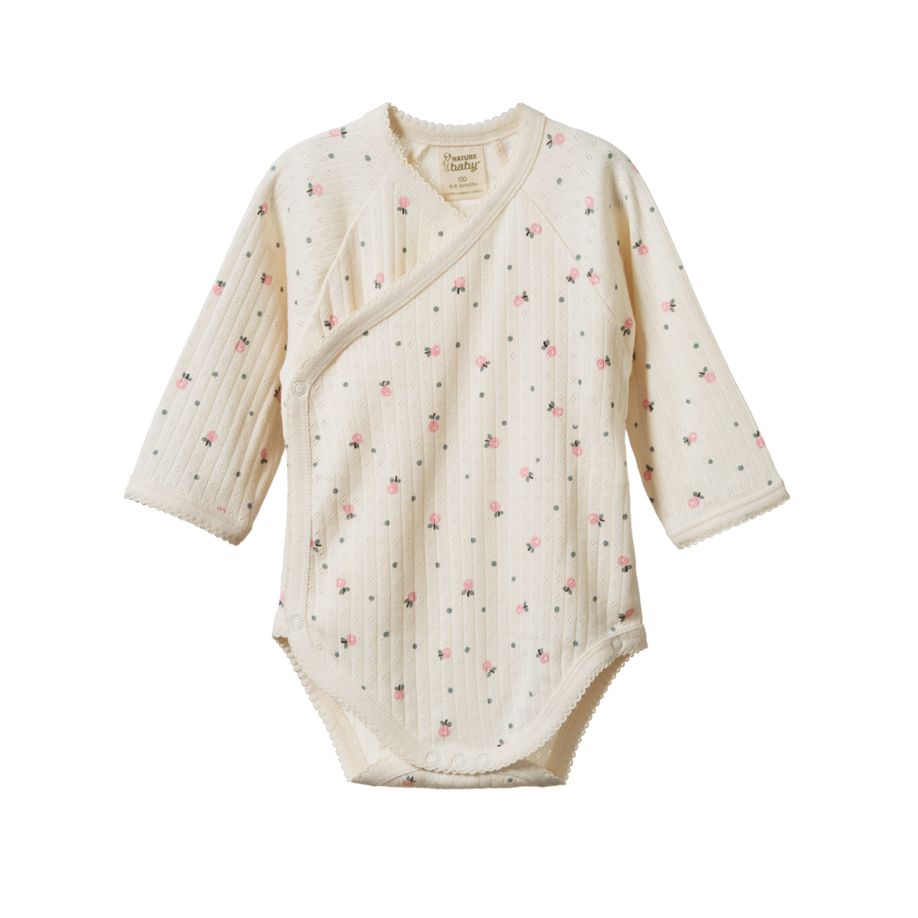 Nature Baby L/S Kimono Bodysuit Pointelle (posey blossom)