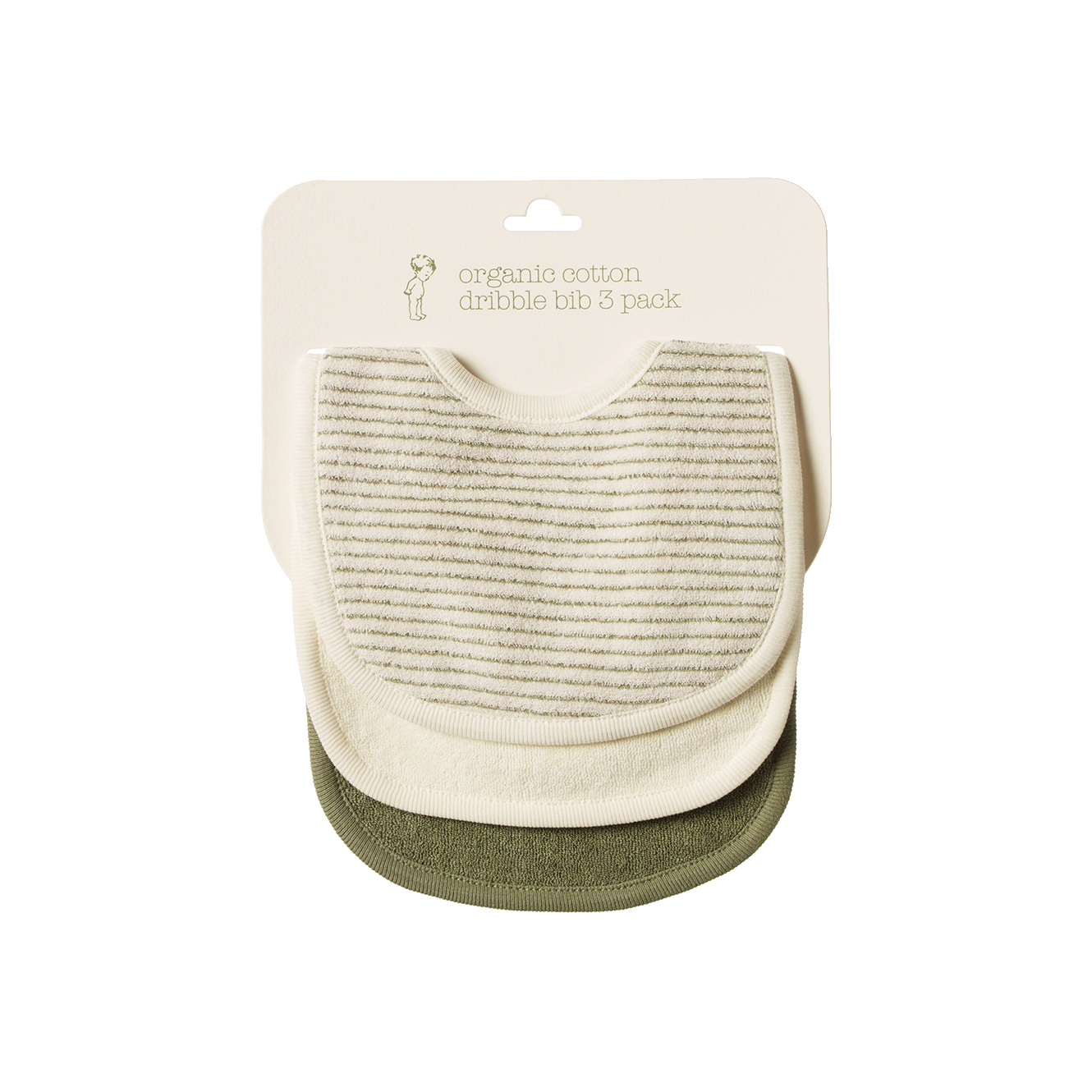 Nature Baby Dribble Bib 3Pk (natural/pinstripe/nettle)