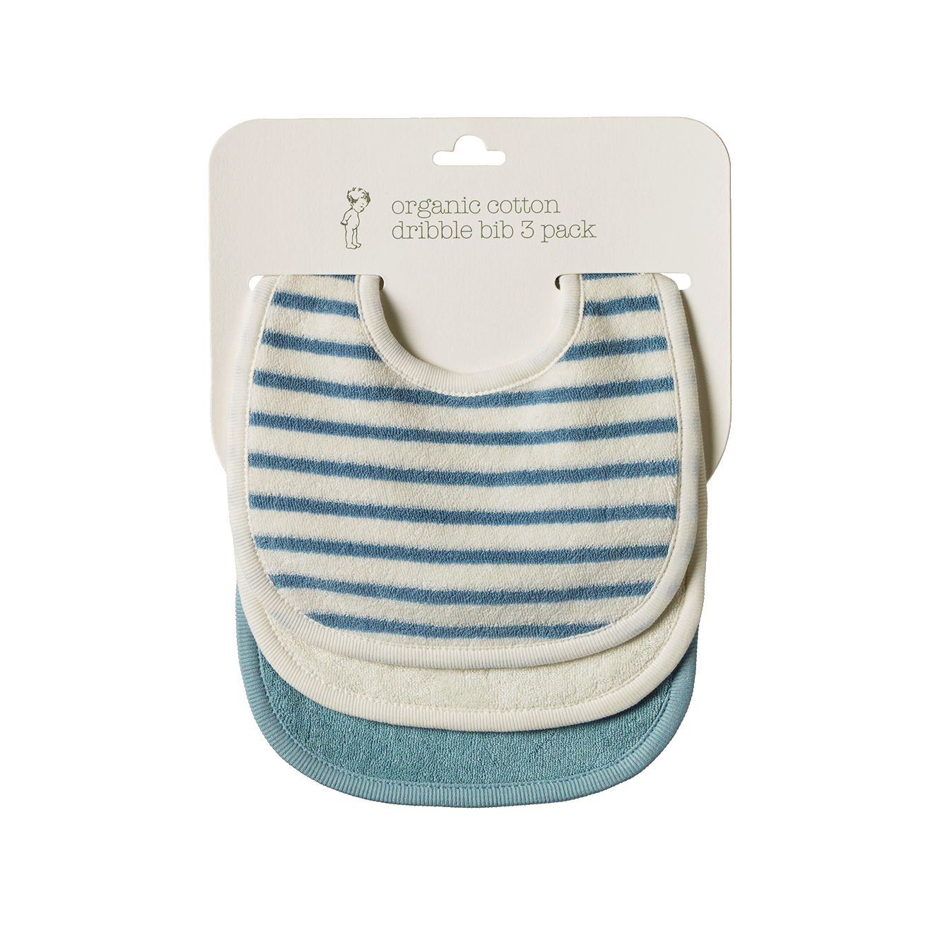 Nature Baby Dribble Bib 3Pk (powder blue/natural)