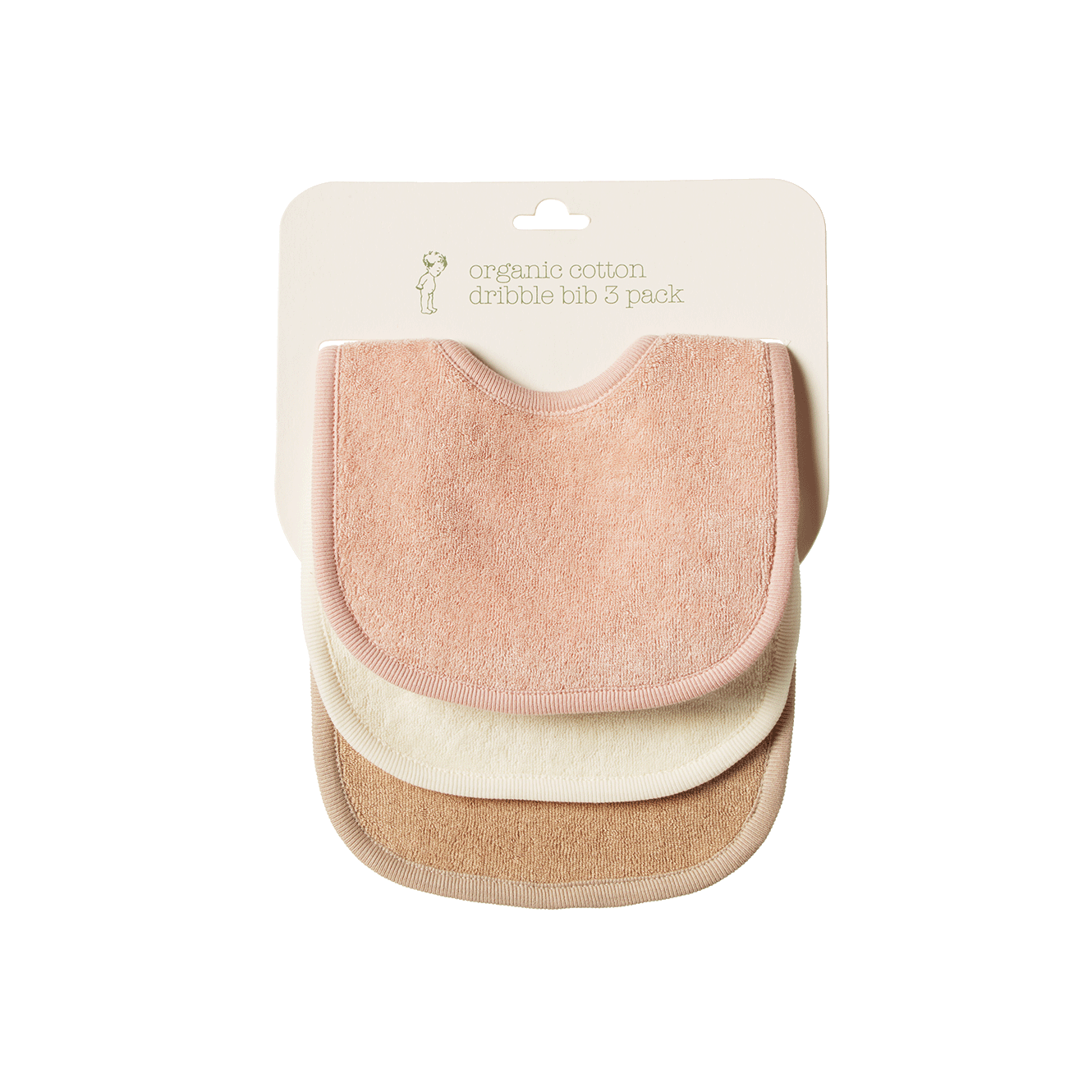 Nature Baby Dribble Bib 3Pk (natural/rose dust/nougat)