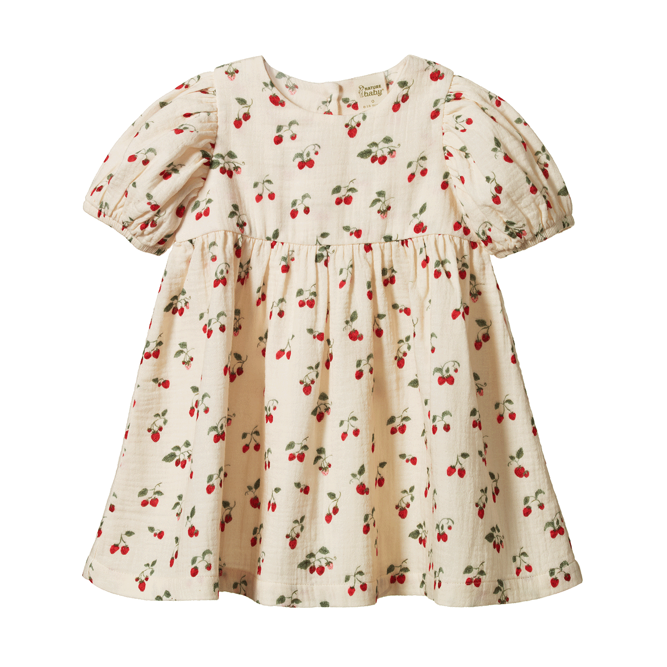 Nature Baby Albertine Muslin Dress (strawberry blush print)