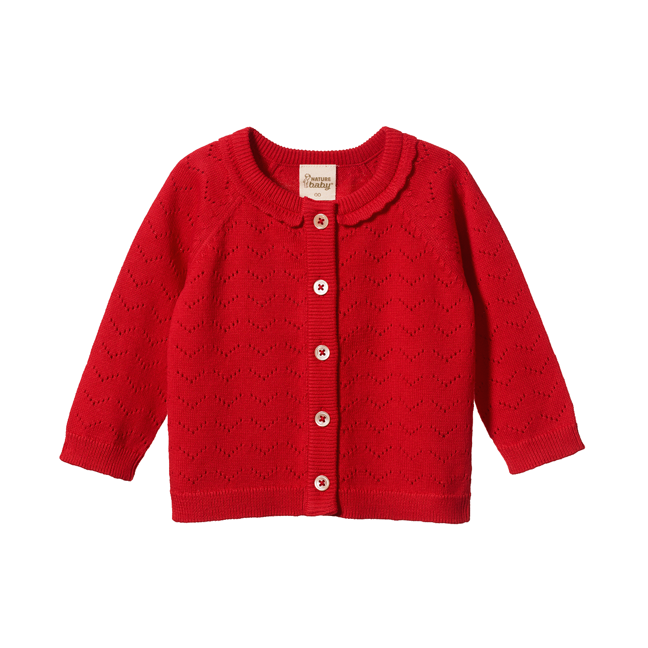 Nature Baby Piper Cardigan (raspberry red pointelle)
