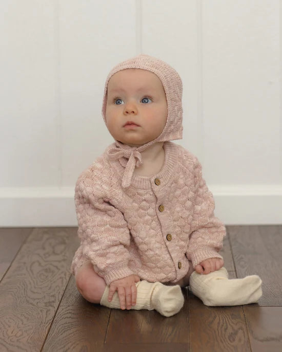 Quincy Mae Bubble Knit Cardigan (dusty rose speckle)