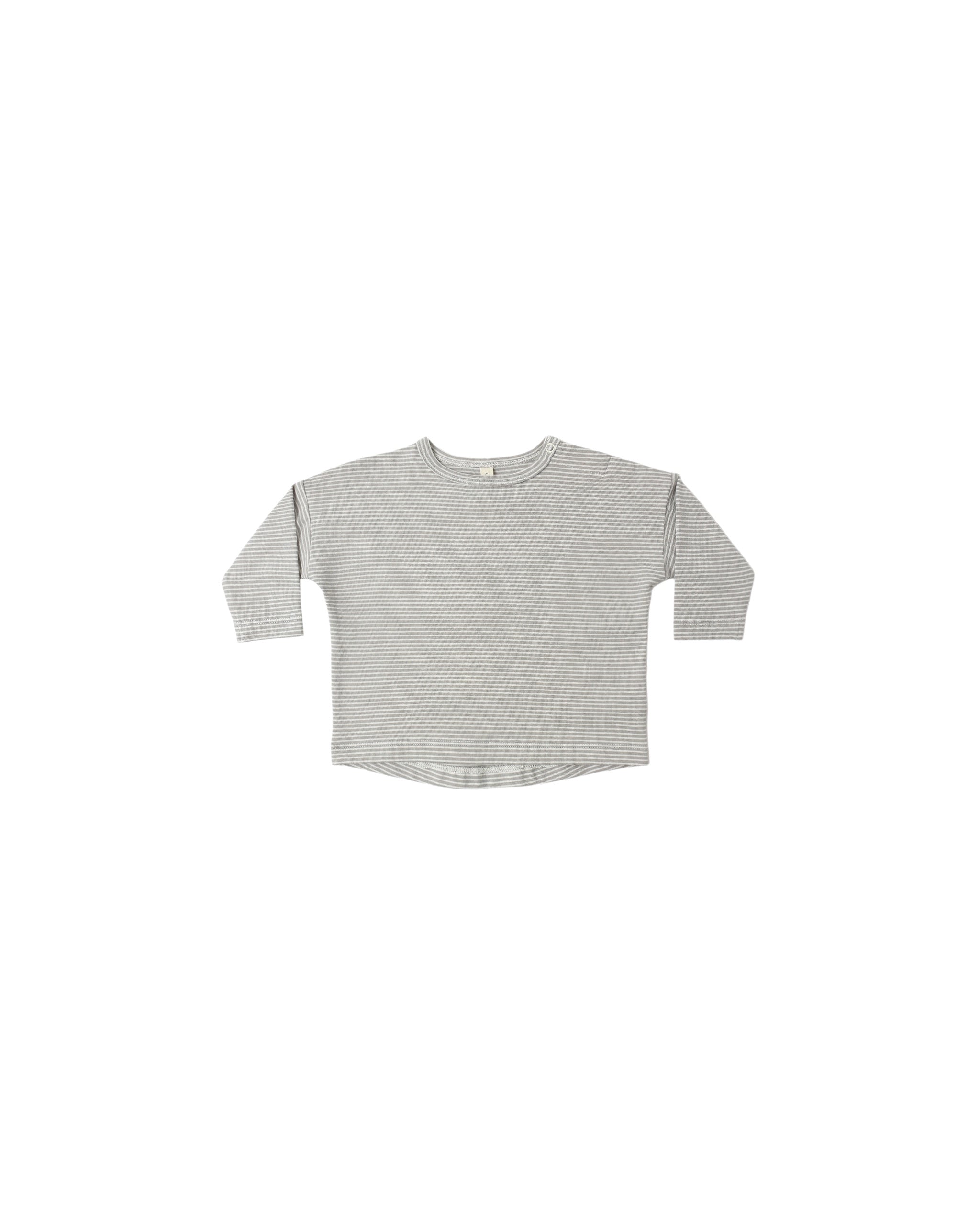 Quincy Mae Long Sleeve Top (sage micro stripe)