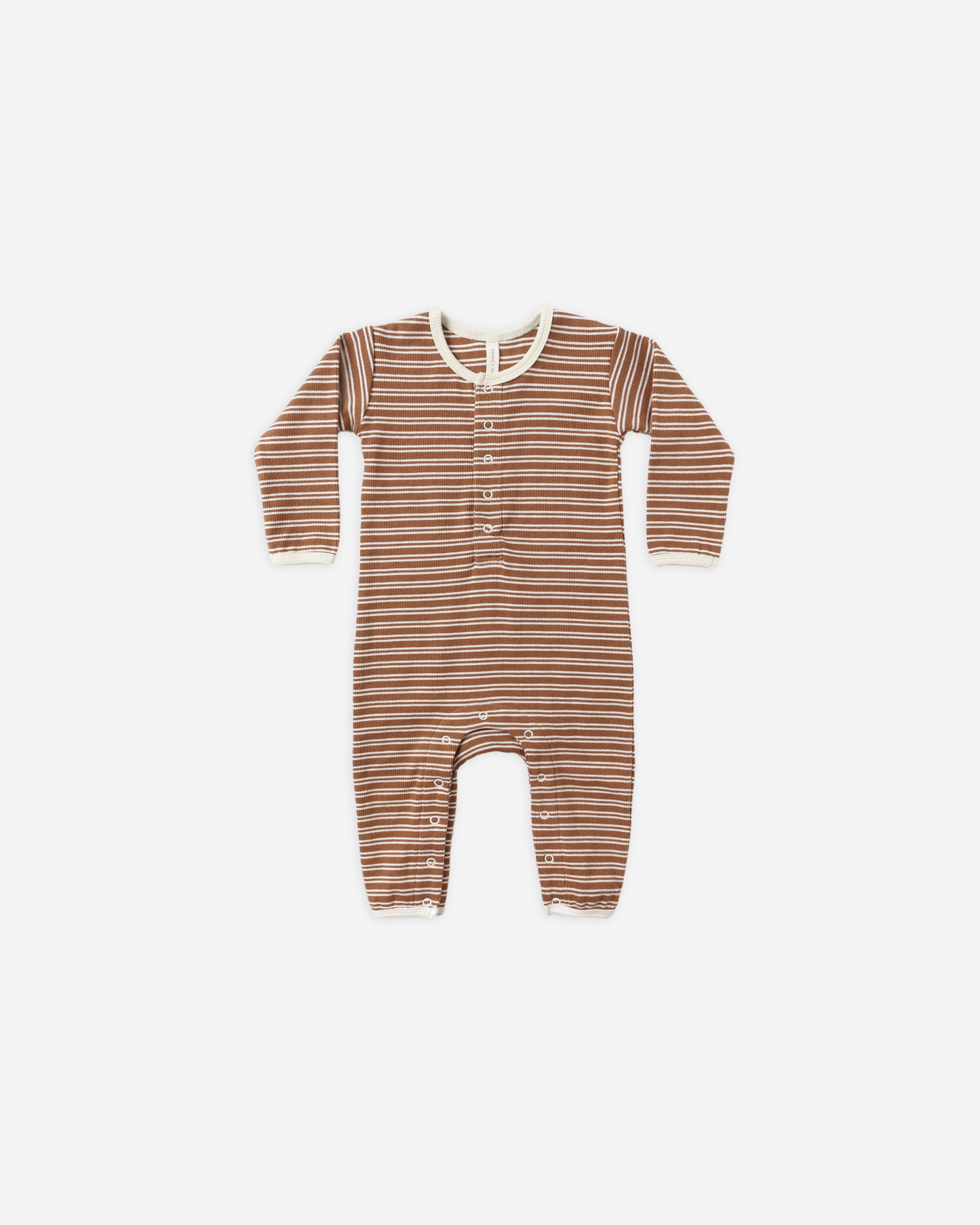 Quincy Mae Ribbed Baby Jumpsuit (cedar micro stripe)