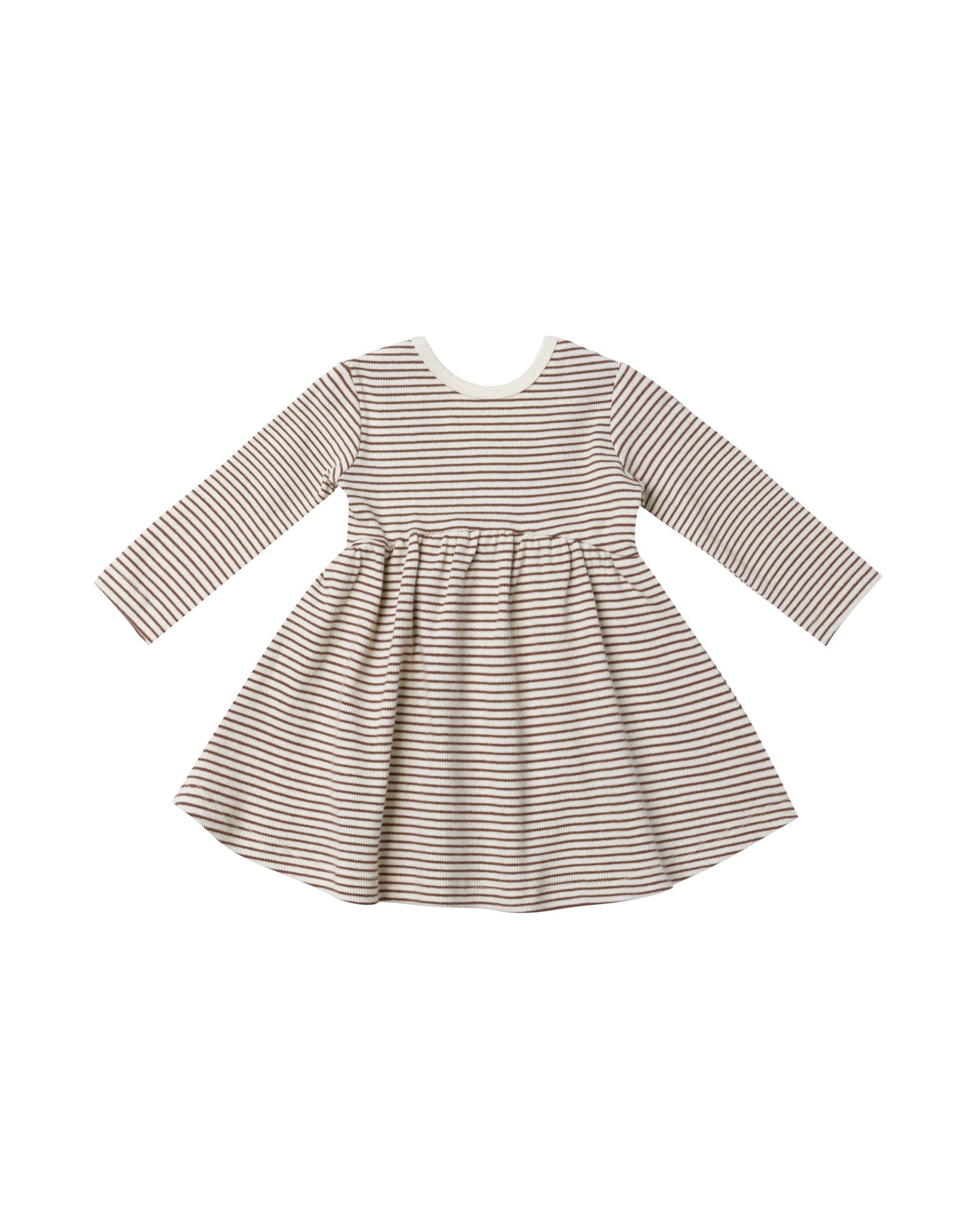 Quincy Mae Ribbed Dress long Sleeve (Plum Stripe)