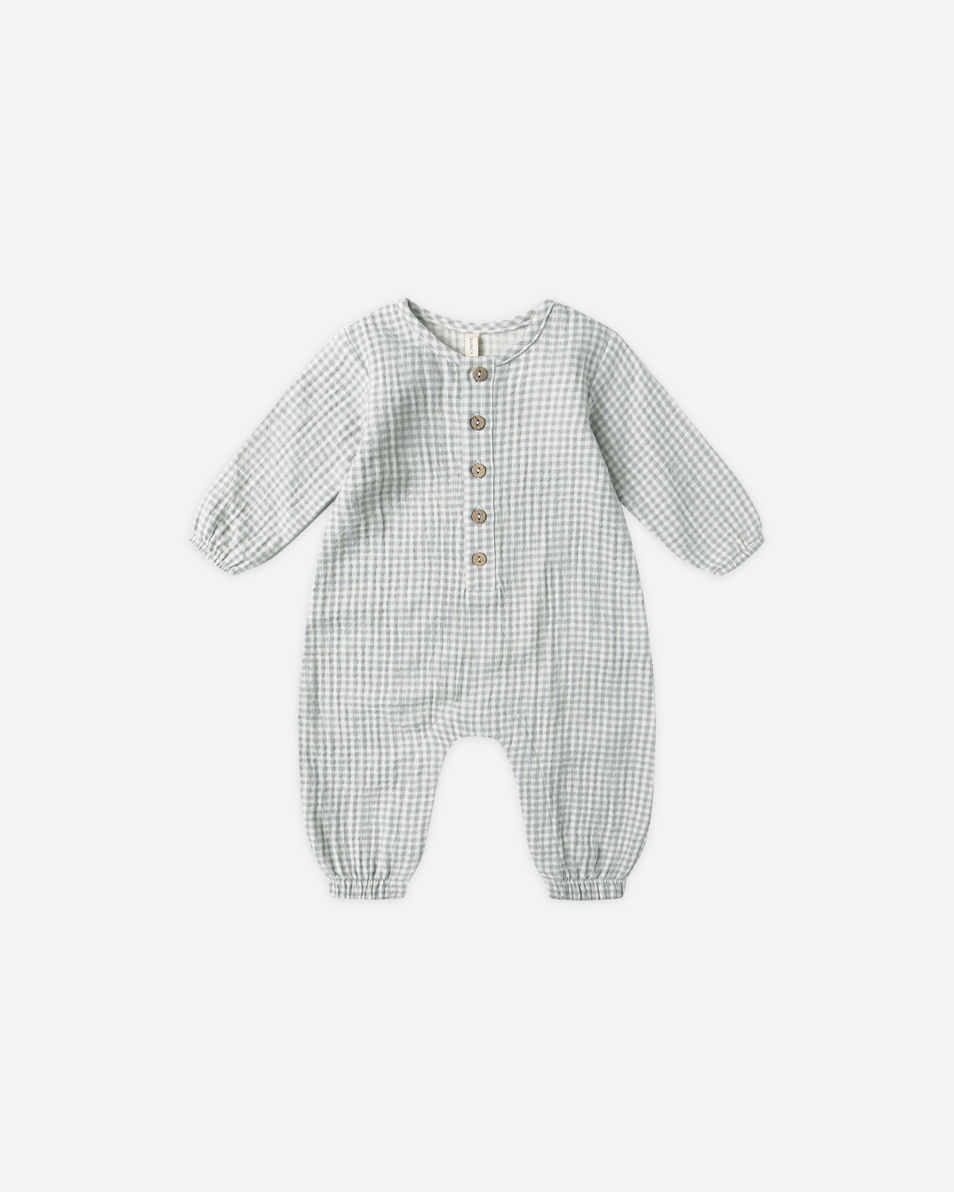 Quincy Mae Woven Jumpsuit (blue gingham)