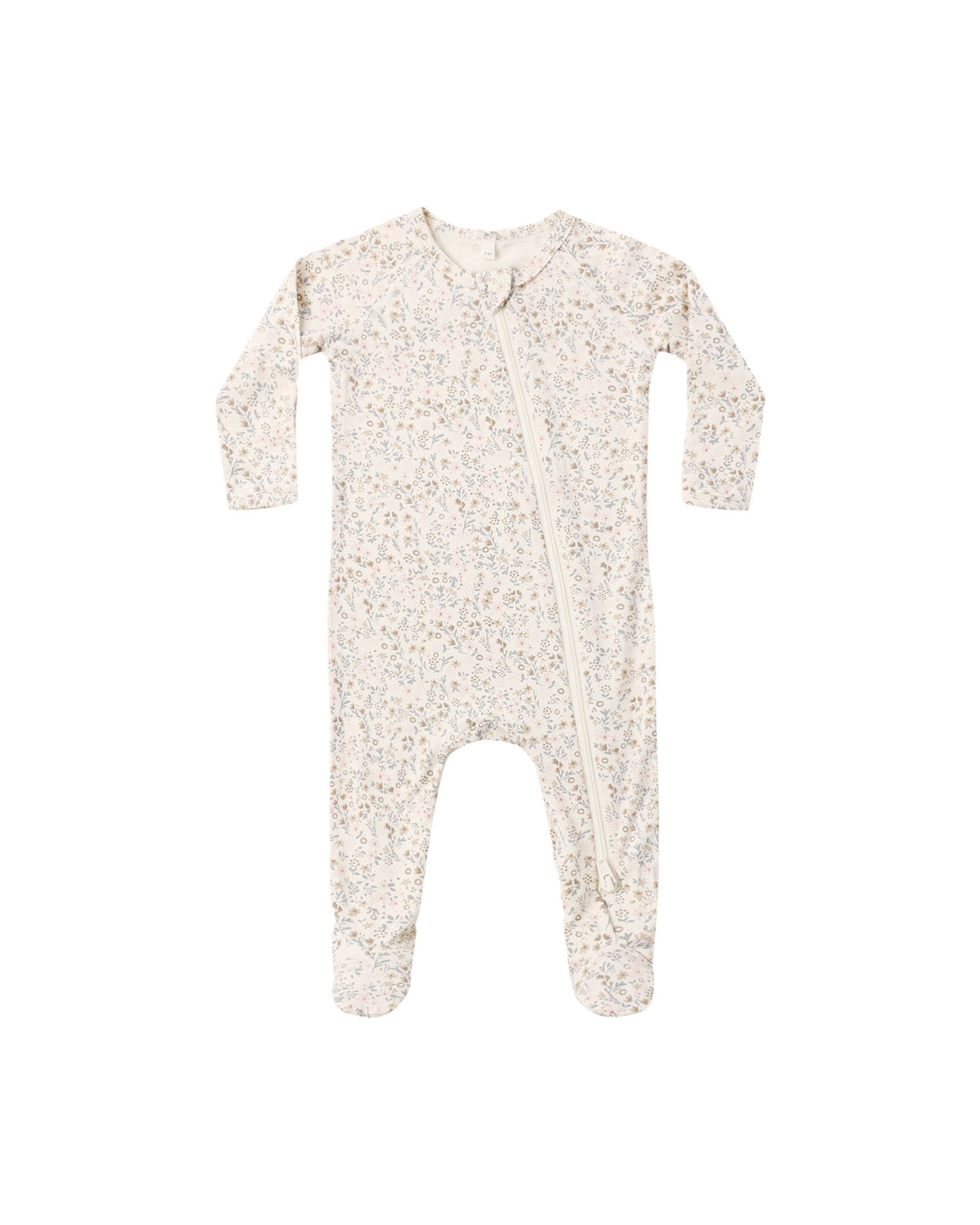 Quincy Mae Bamboo Zip Footie (natural bloom)