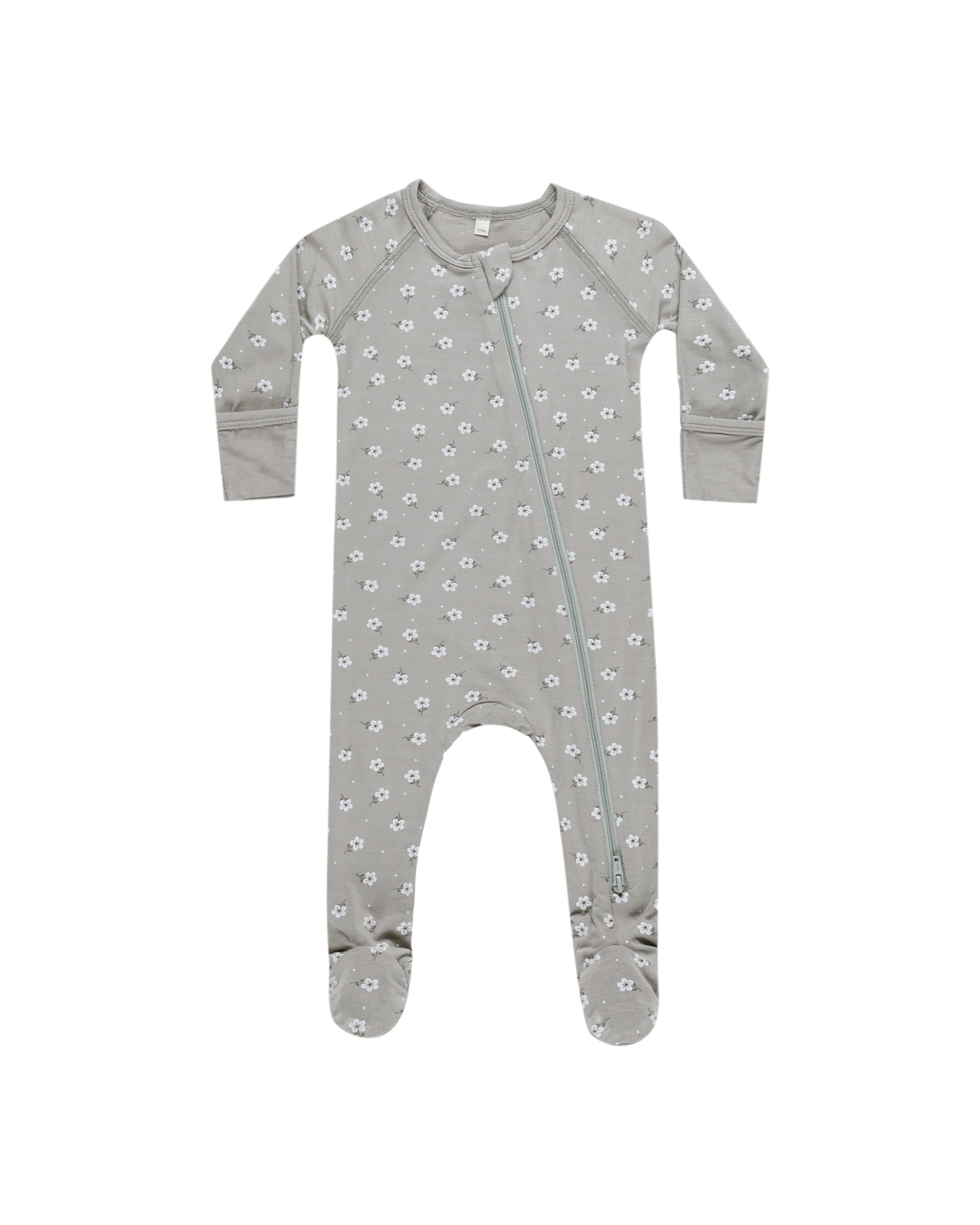 Quincy Mae Bamboo Zip Footie (blue ditsy)
