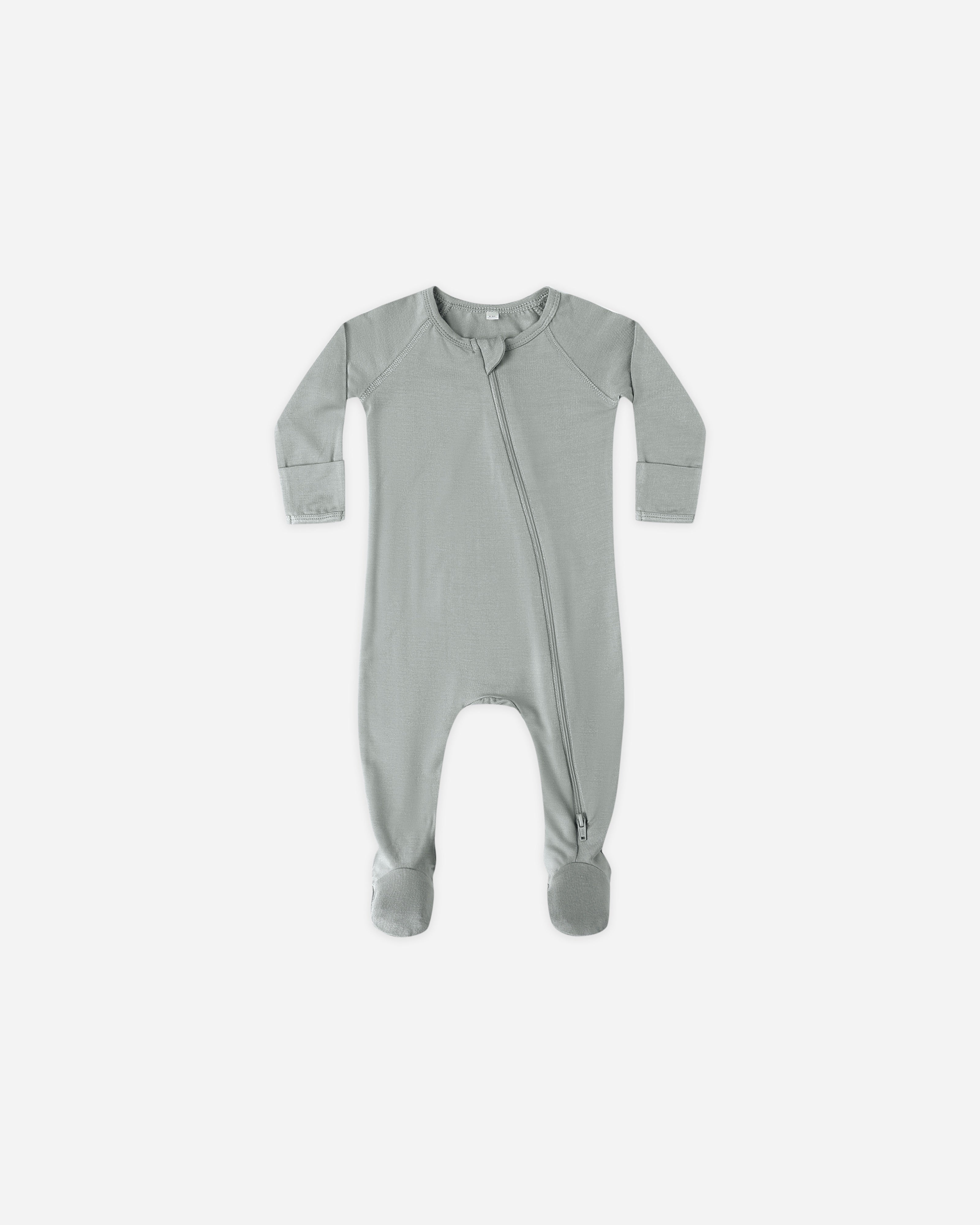 Quincy Mae Bamboo Zip Footie (steel blue)