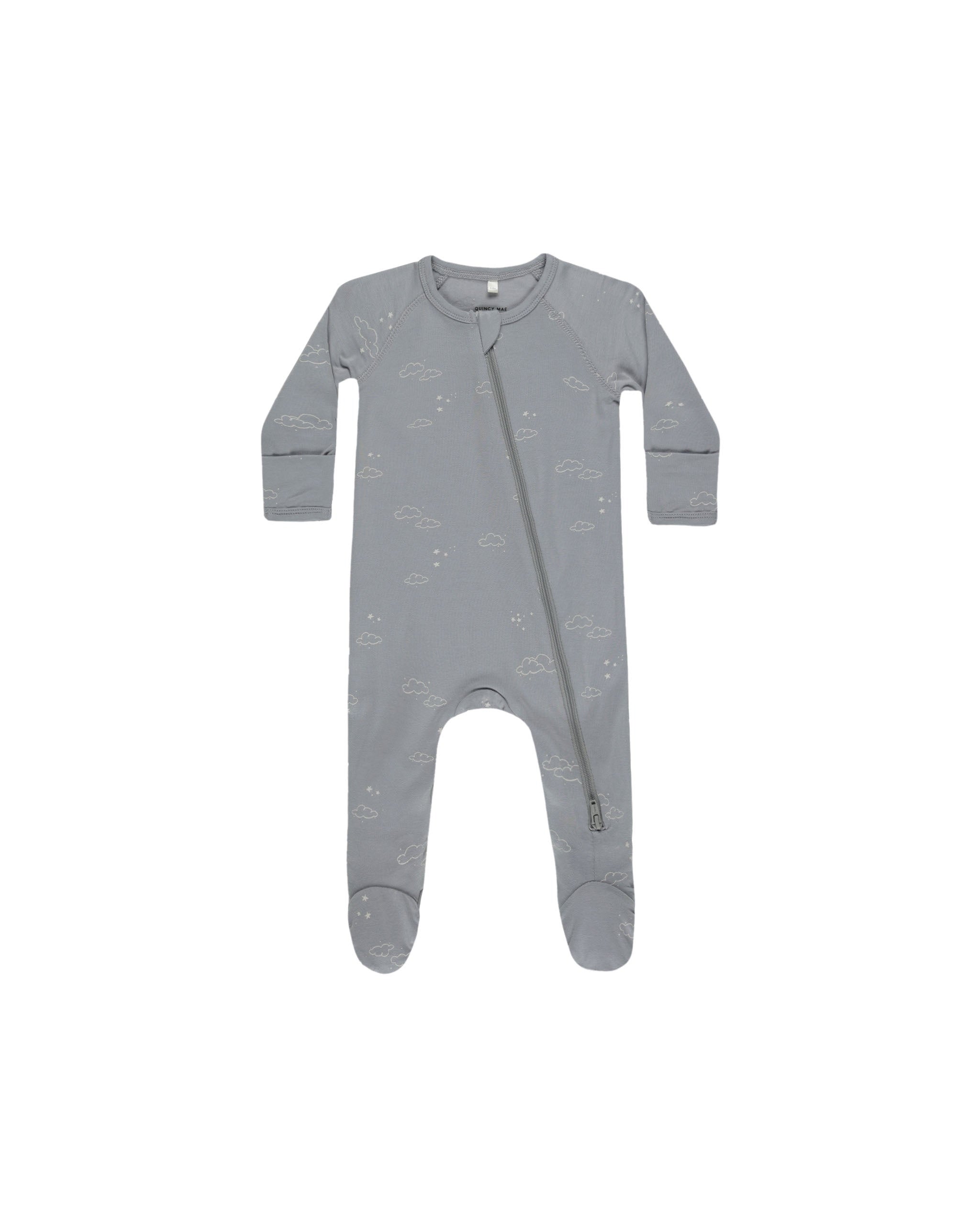 Quincy Mae Bamboo Zip Footie (clouds)