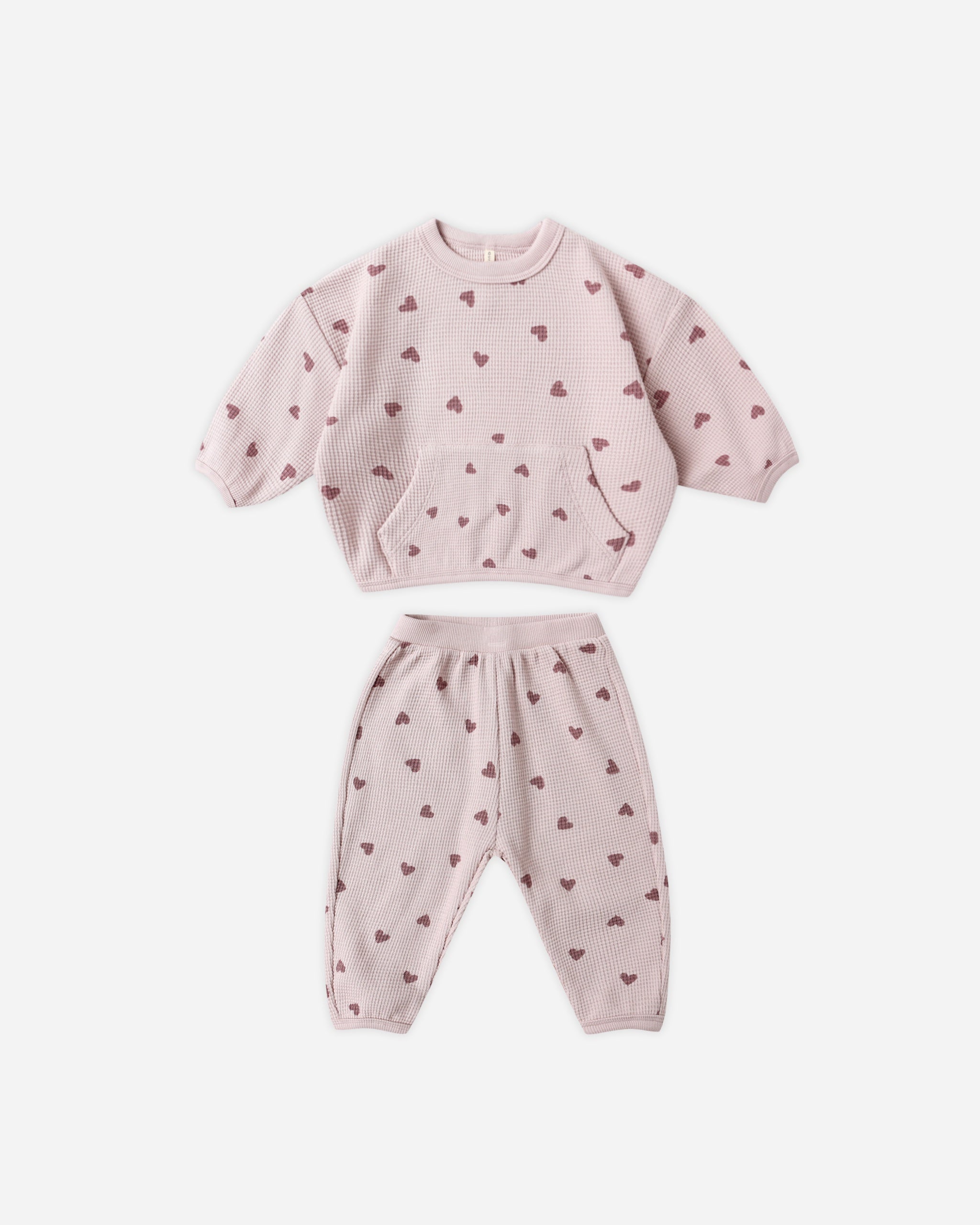 Quincy Mae Waffle Slouch Set (hearts)